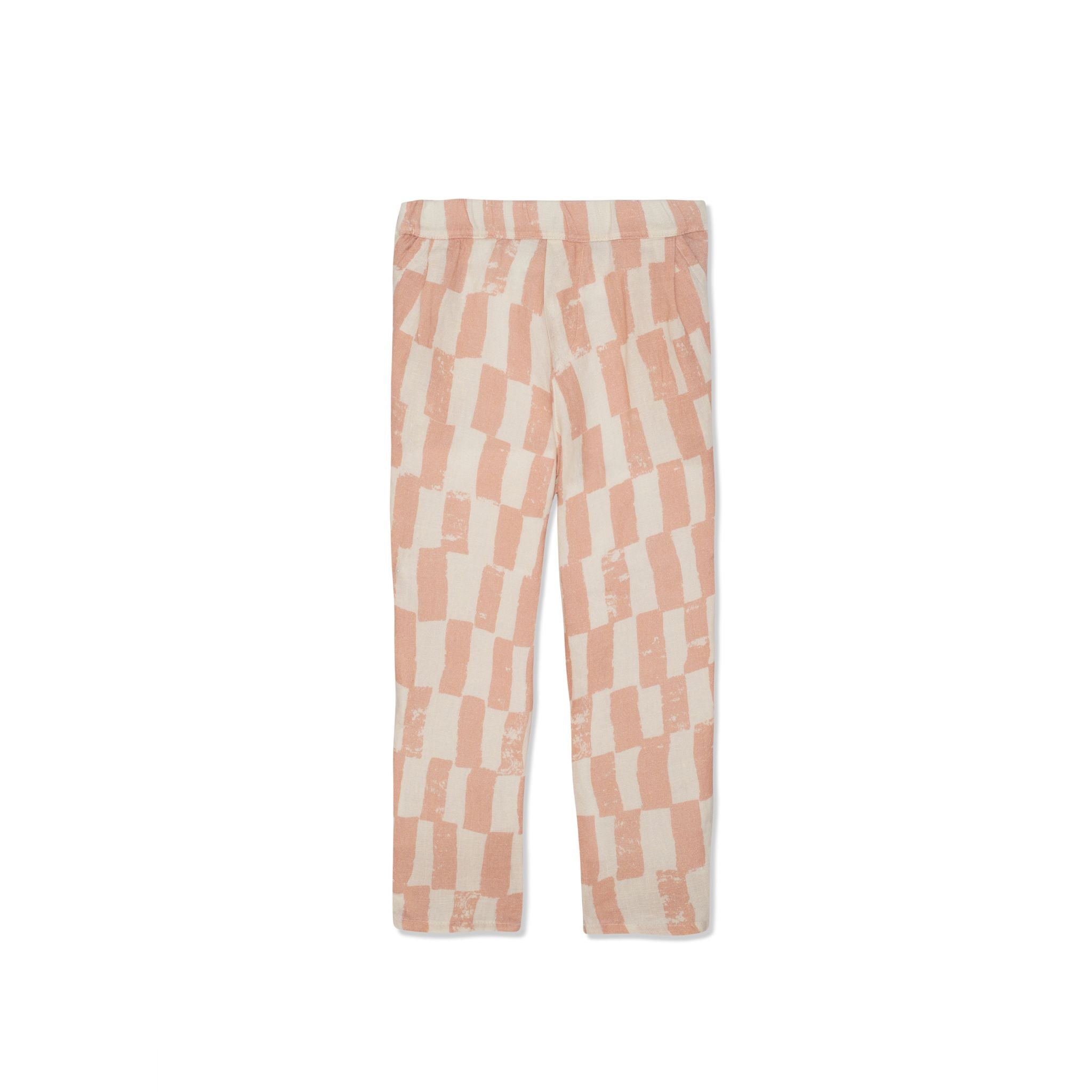 Checkered Linen Kid Pants