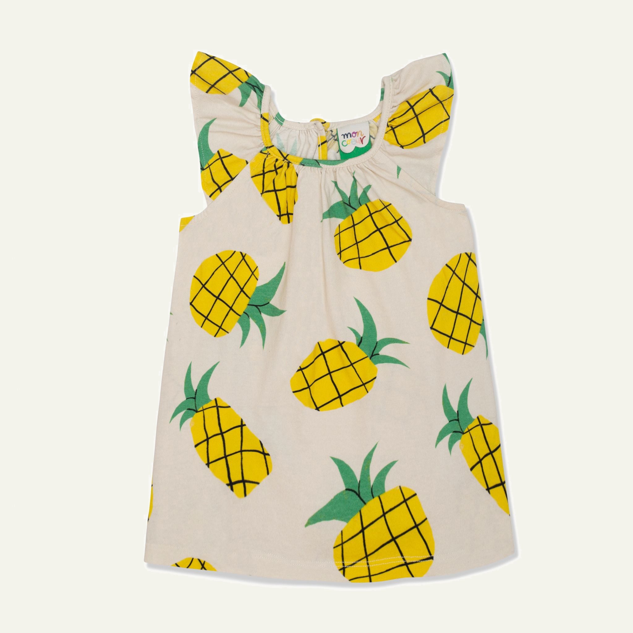 Mon Coeur Recycled Cotton Pineapple Harvest Kid Summer Dress Natural Multi 02Y