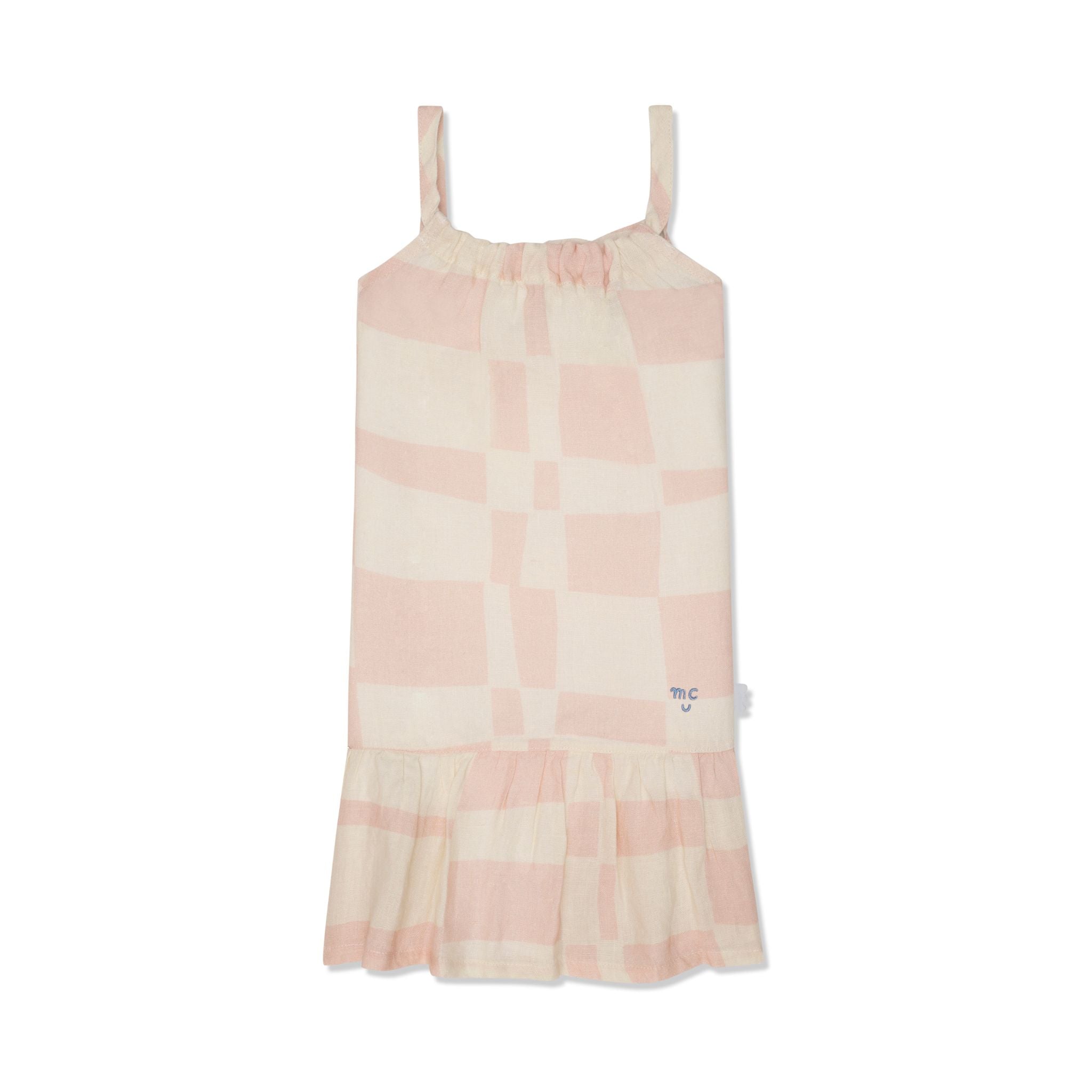 Checkered Linen Kid Dress