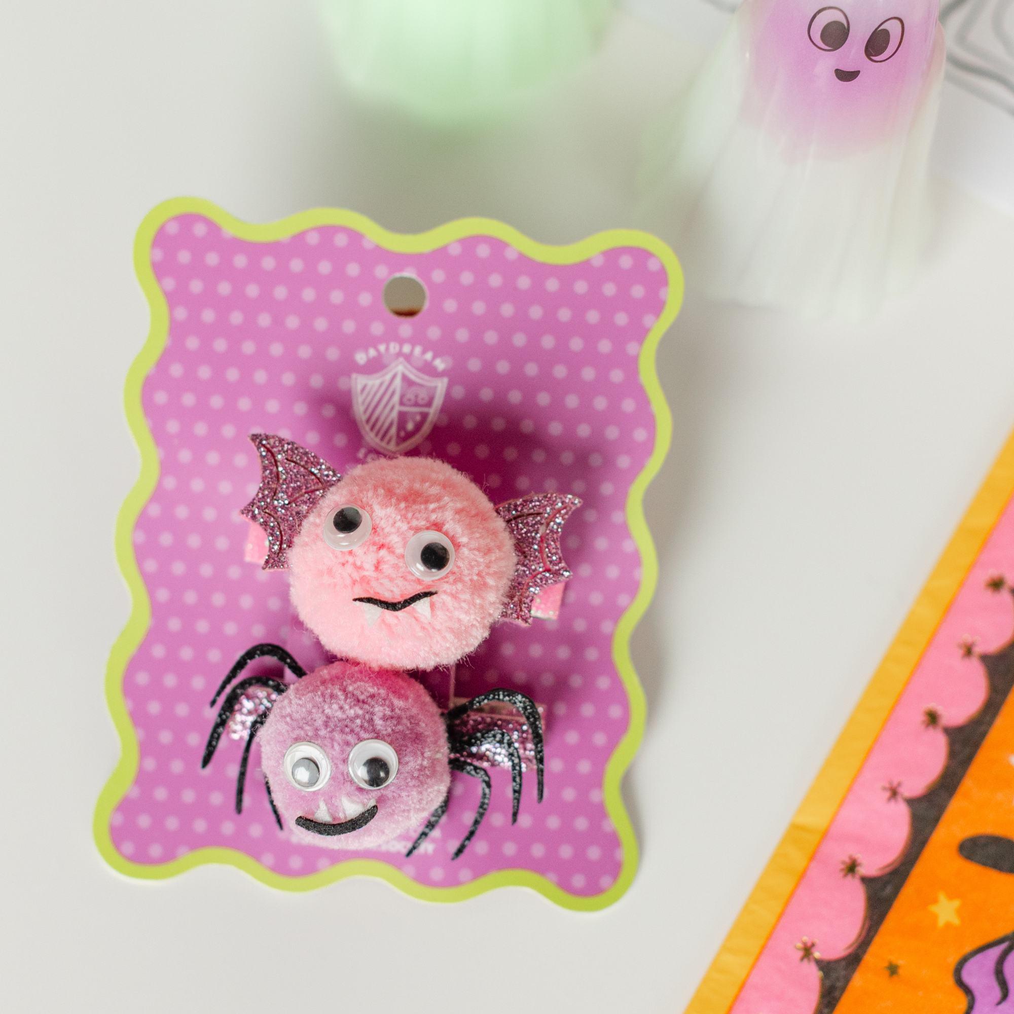 Monster Mash Fuzzy Bat + Spider Hair Clip Set