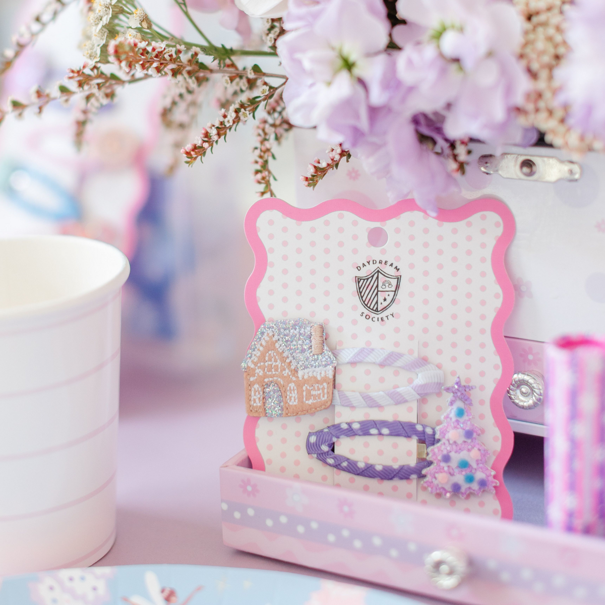 Gingerbread House Winter Hair Clip Set