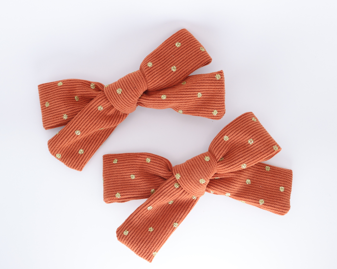 Fall Sparkle Dot Bow Hair Clips (Set of 2)