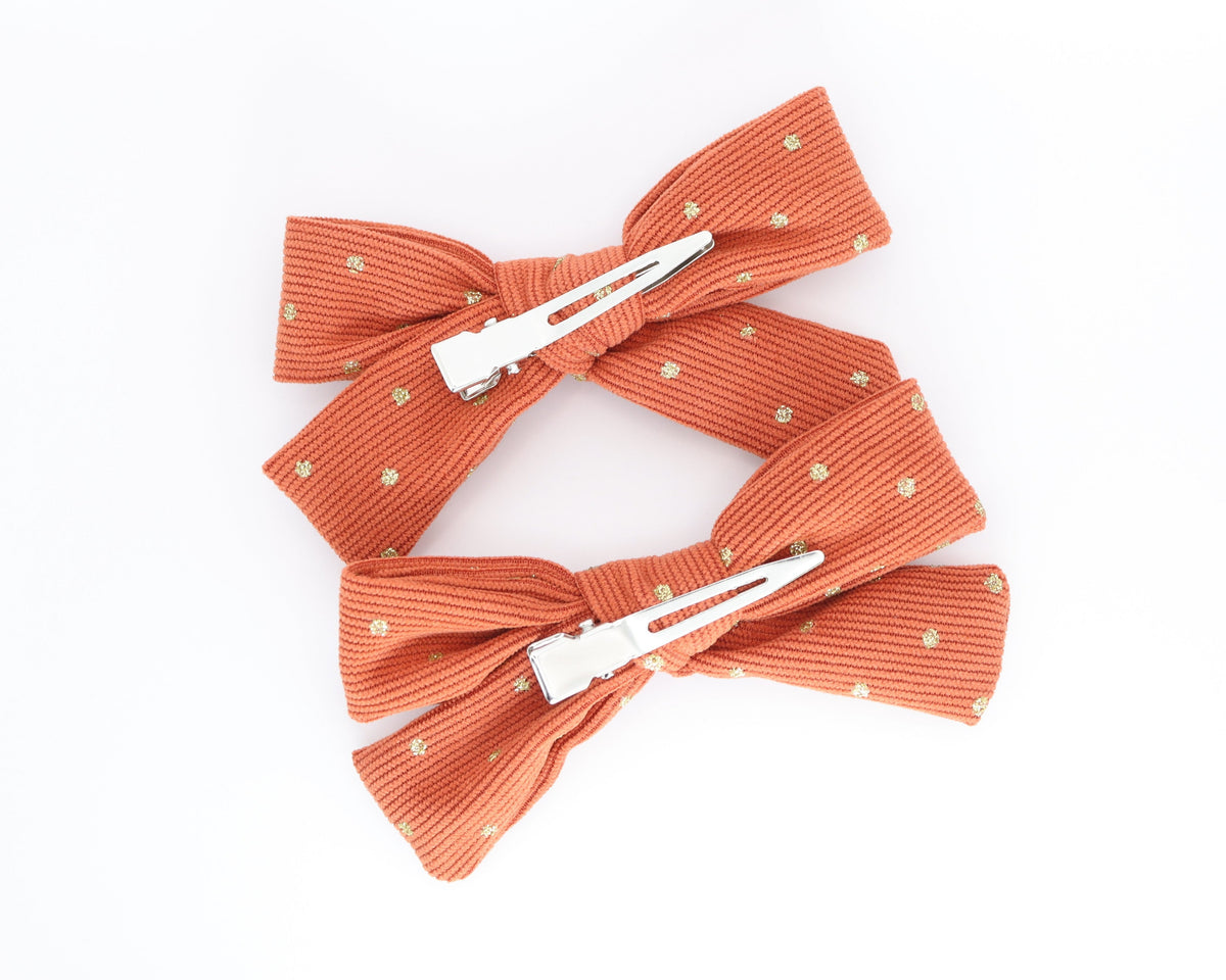 Fall Sparkle Dot Bow Hair Clips (Set of 2)