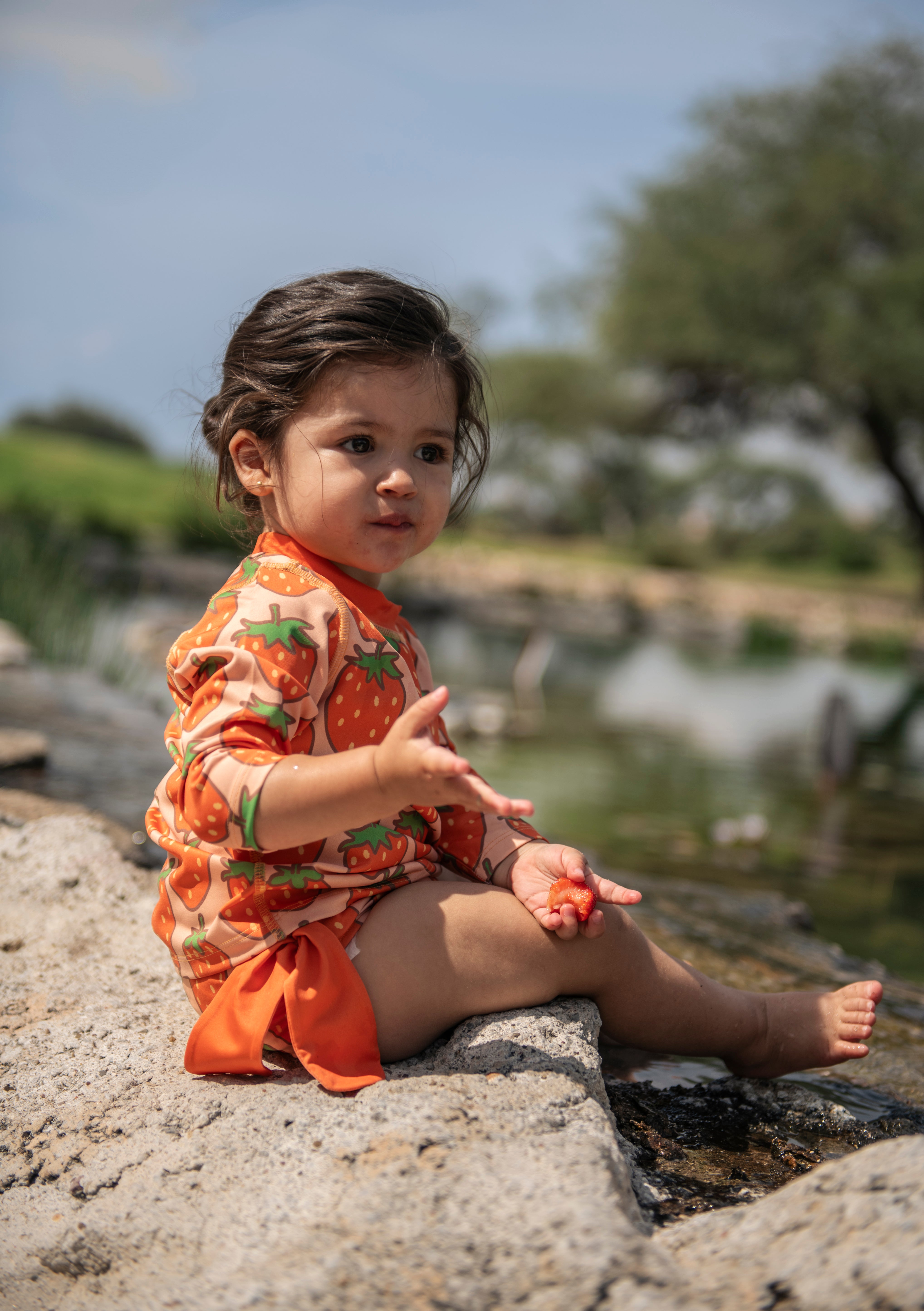 Recycled Strawberry Rashguard Bikini Set