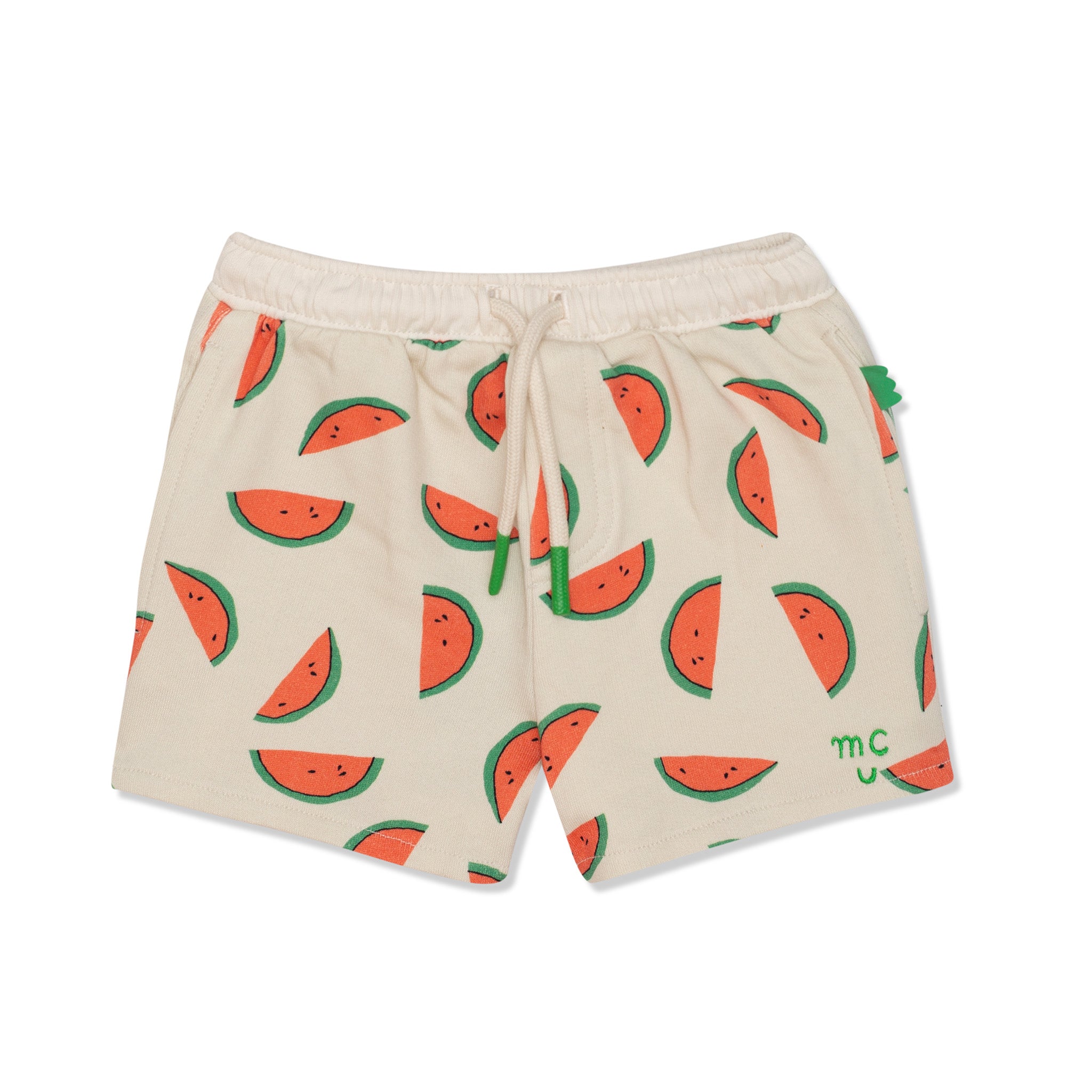 Recycled Cotton Watermelon Slices Cropped Girl Shorts