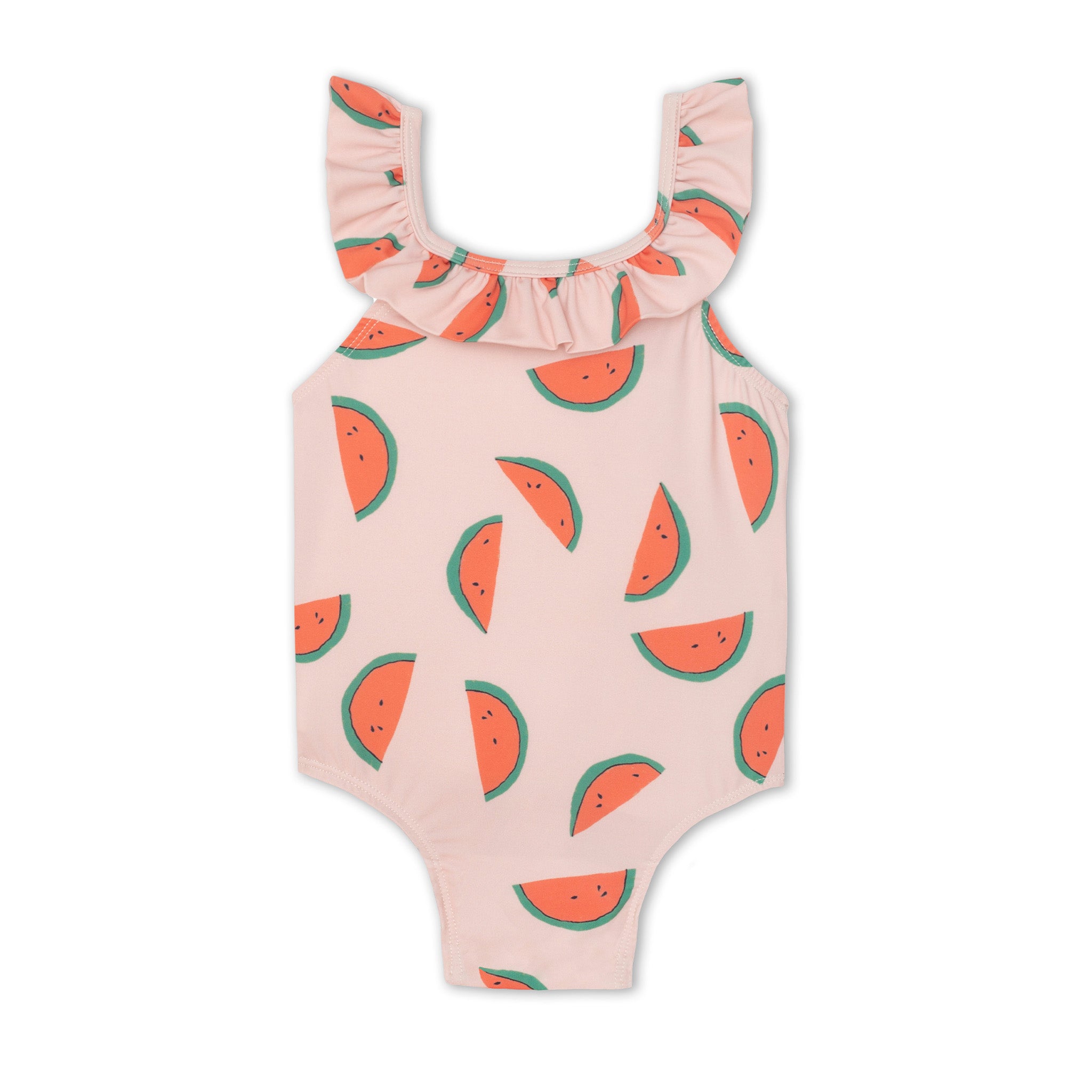 Recycled Polyester Watermelon Slices Ruffle Kid Swimsuit
