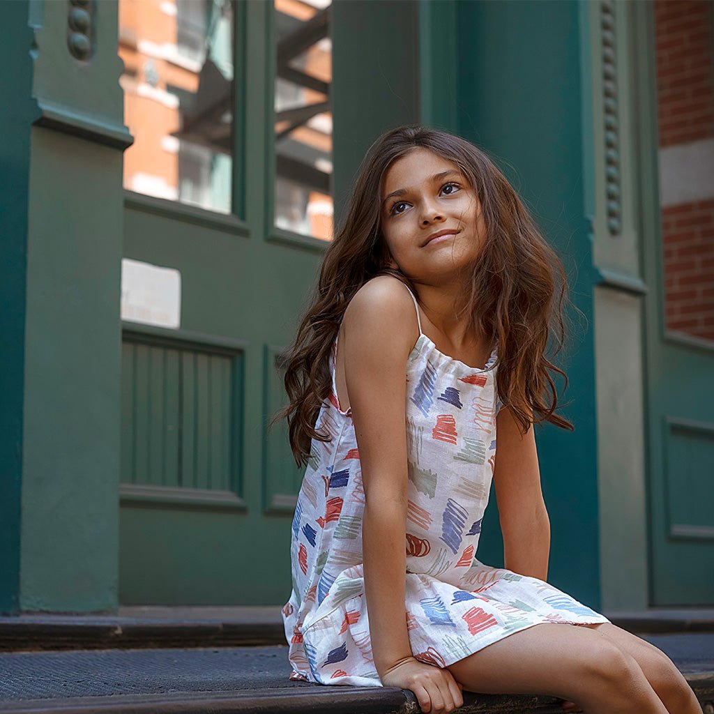 Scribble Kid Linen Dress