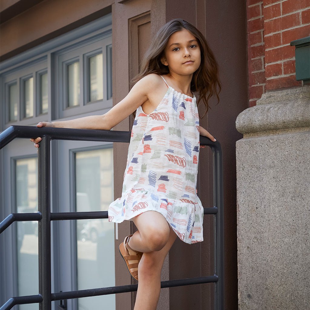Scribble Kid Linen Dress