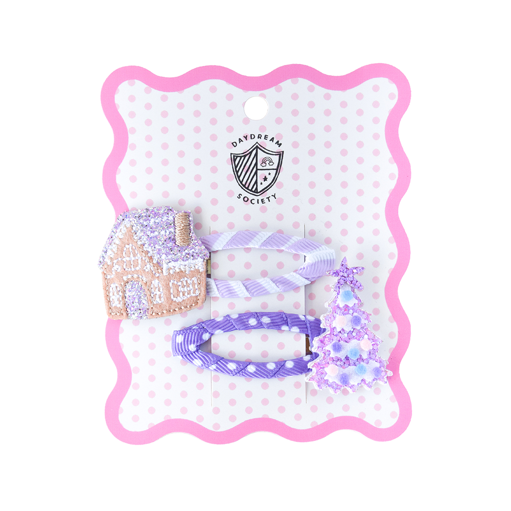 Gingerbread House Winter Hair Clip Set