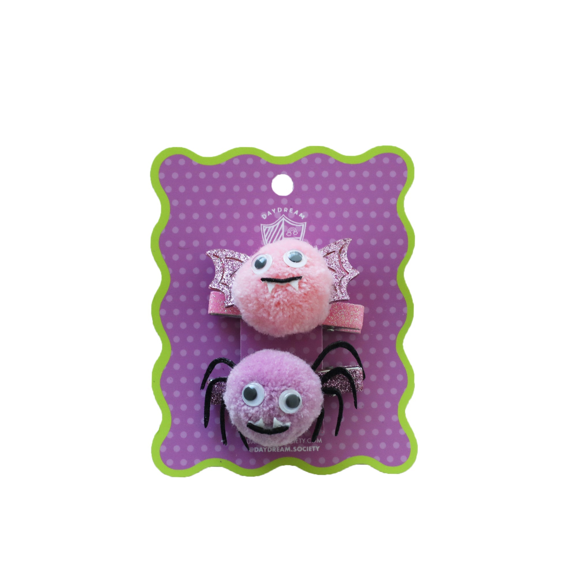 Monster Mash Fuzzy Bat + Spider Hair Clip Set