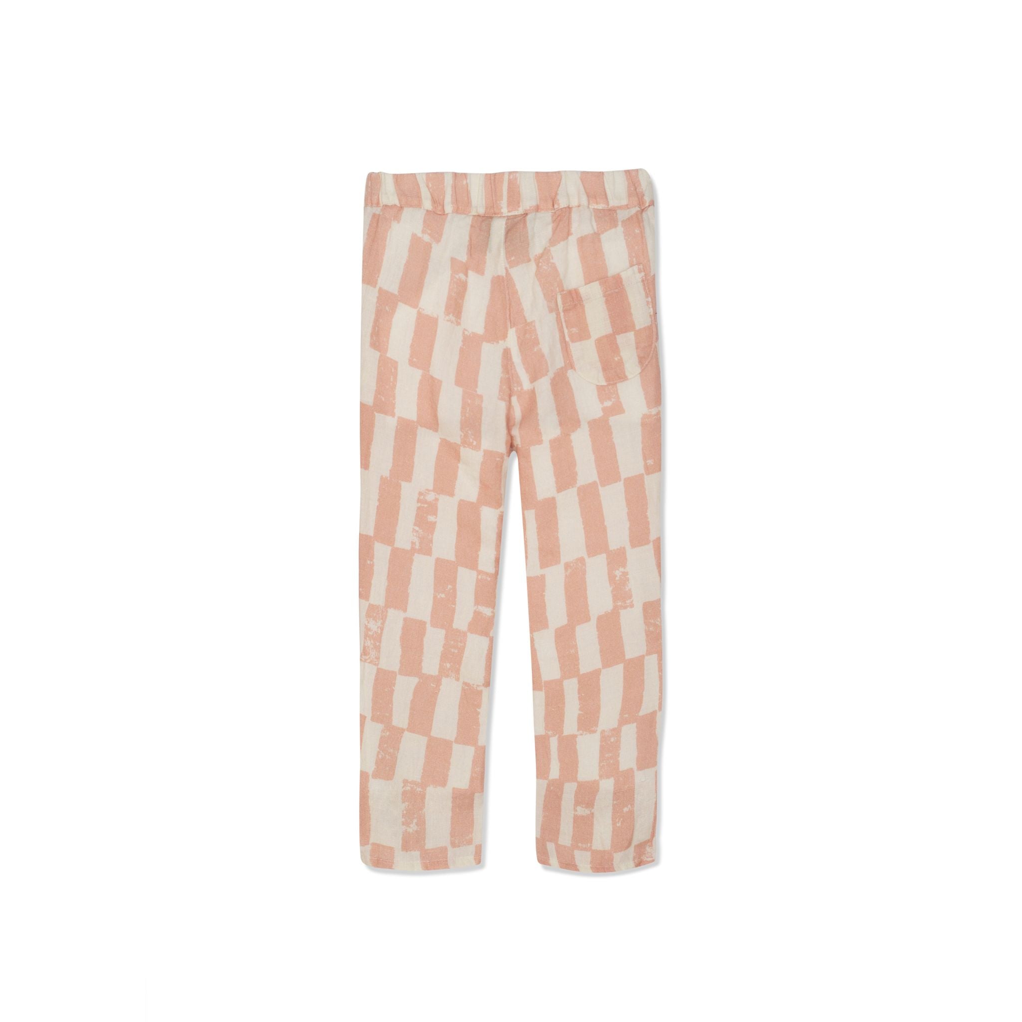 Checkered Linen Kid Pants