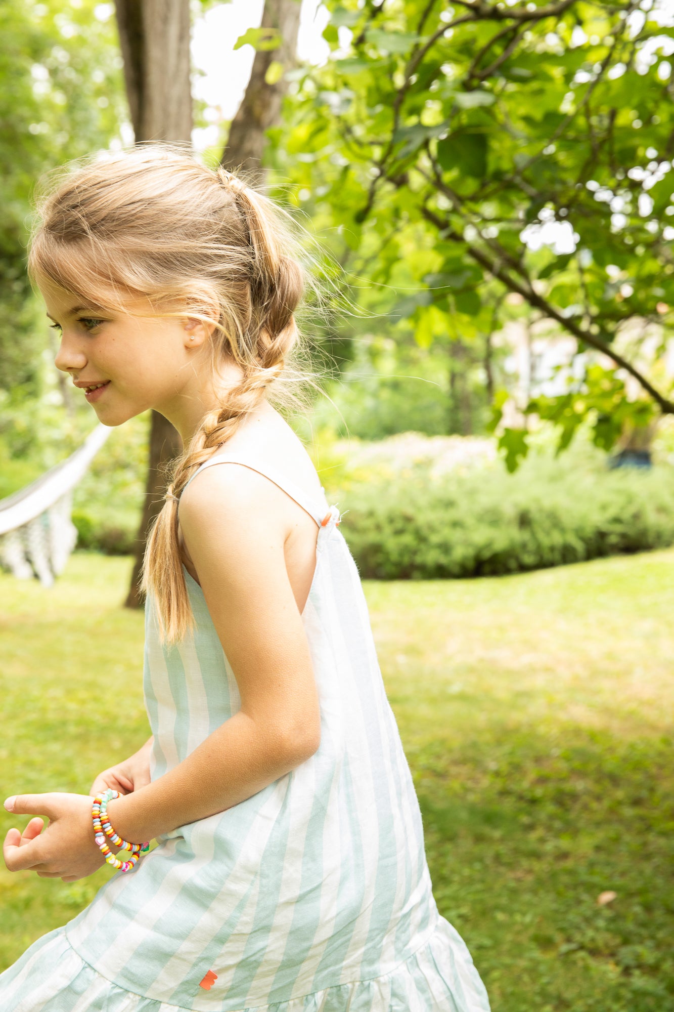 Linen Cabana Stripe Strappy Kid Dress