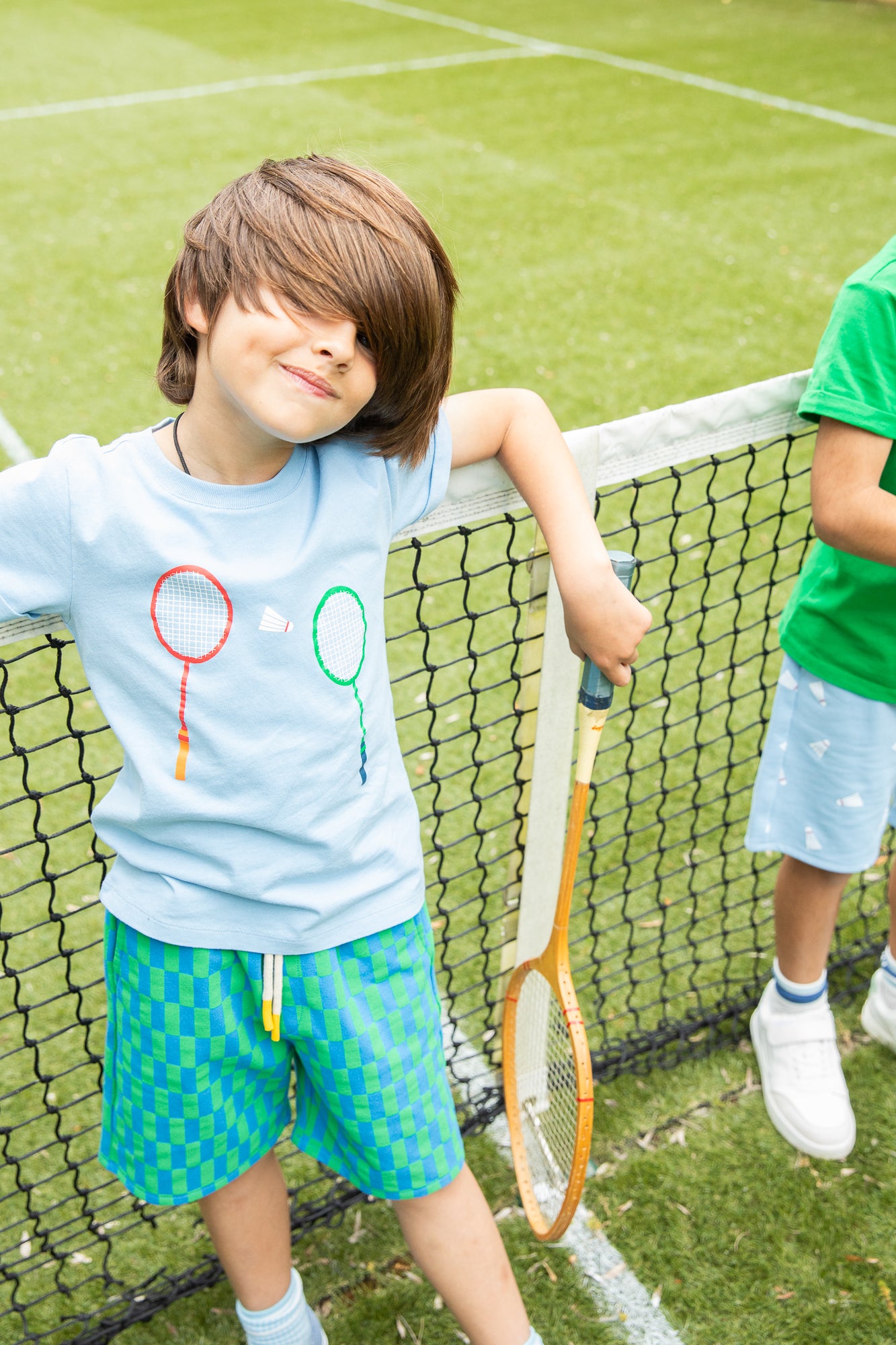 Recycled Cotton Blue Checkered Kid Short