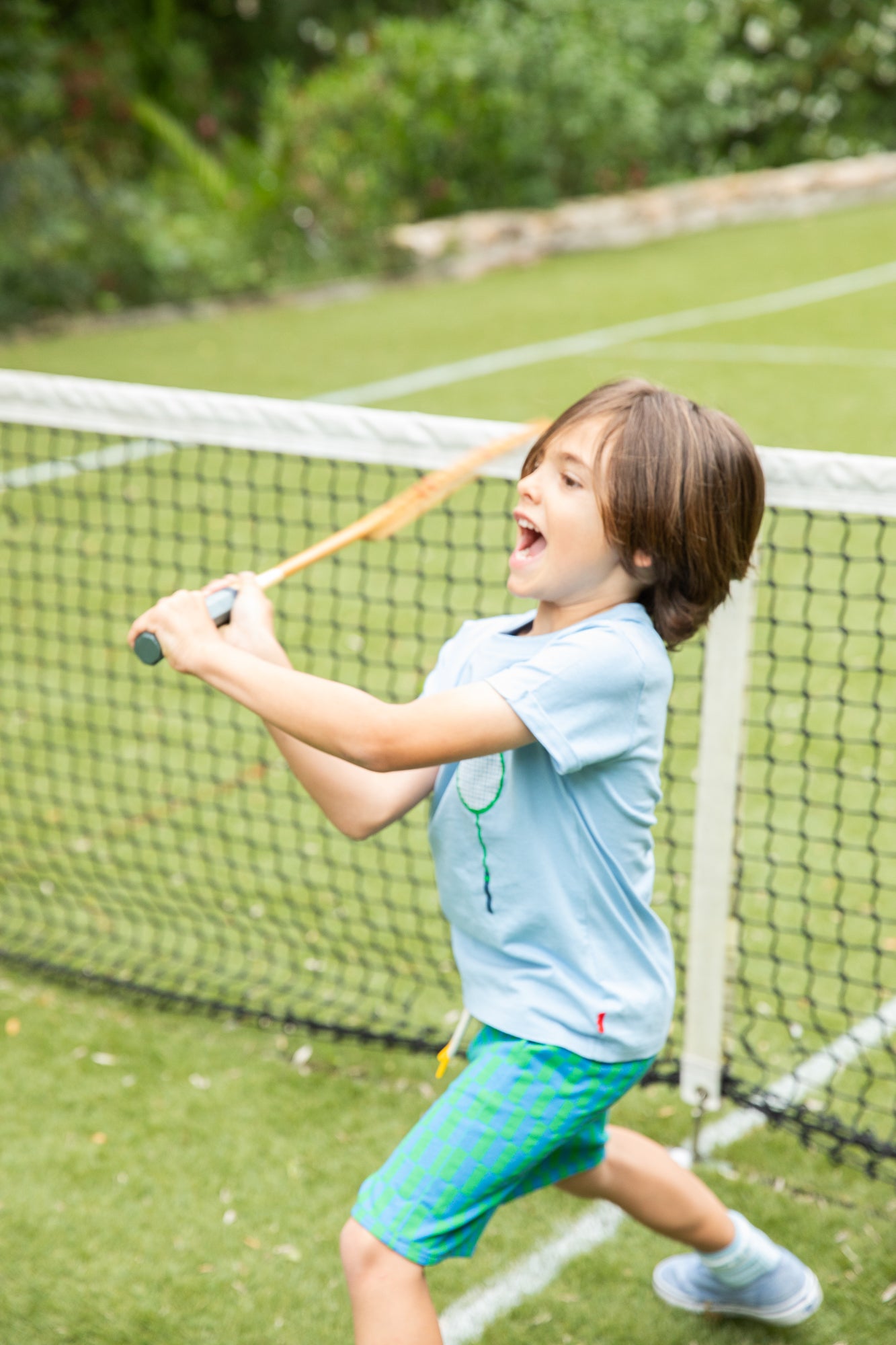 Recycled Cotton Blue Checkered Kid Short