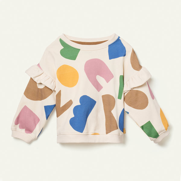 Recycled Cotton Mon Coeur Ruffled Sweatshirt