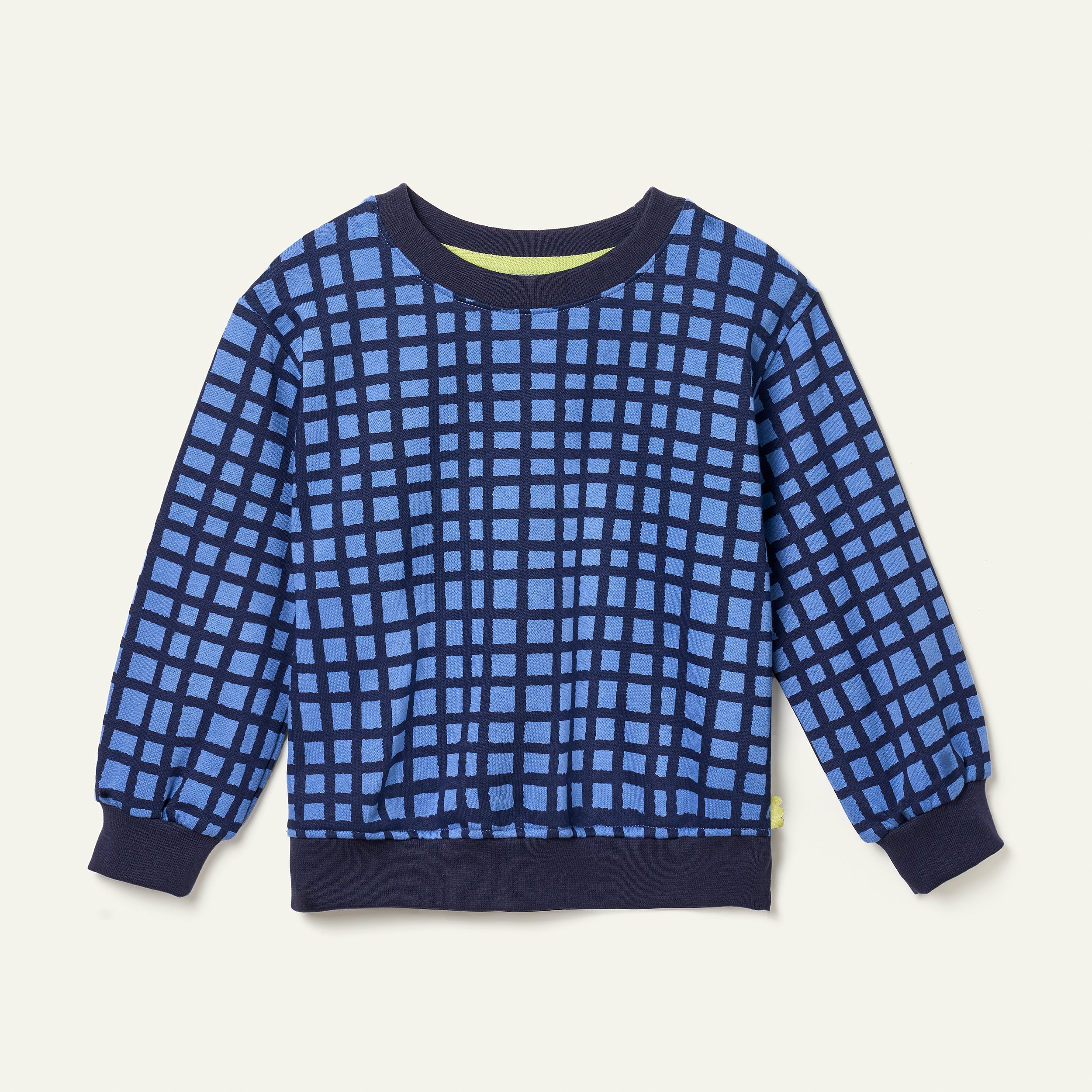 Recycled Cotton Blue Grid Sweatshirt