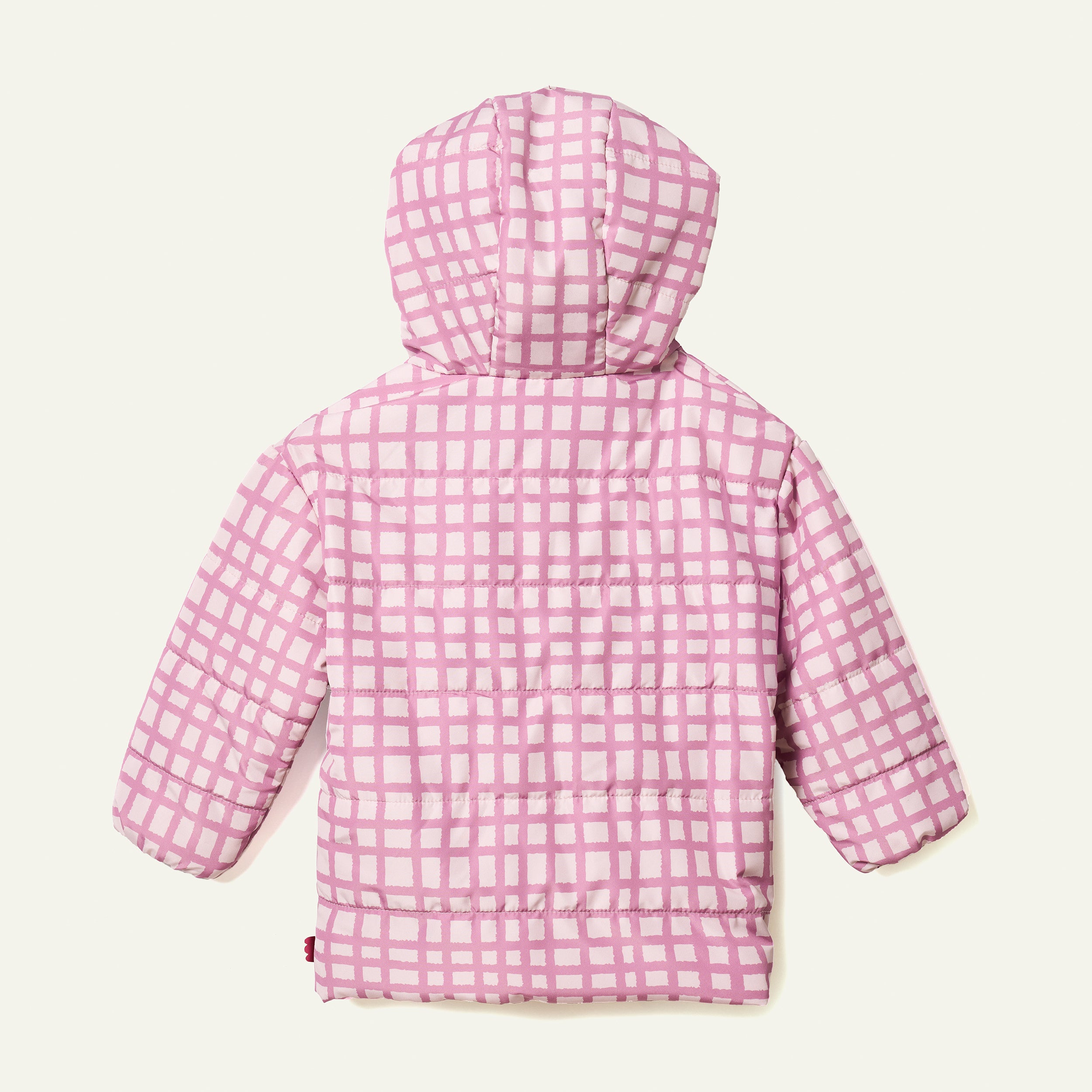 Recycled Polyester Pink Grid Lightweight Puffer