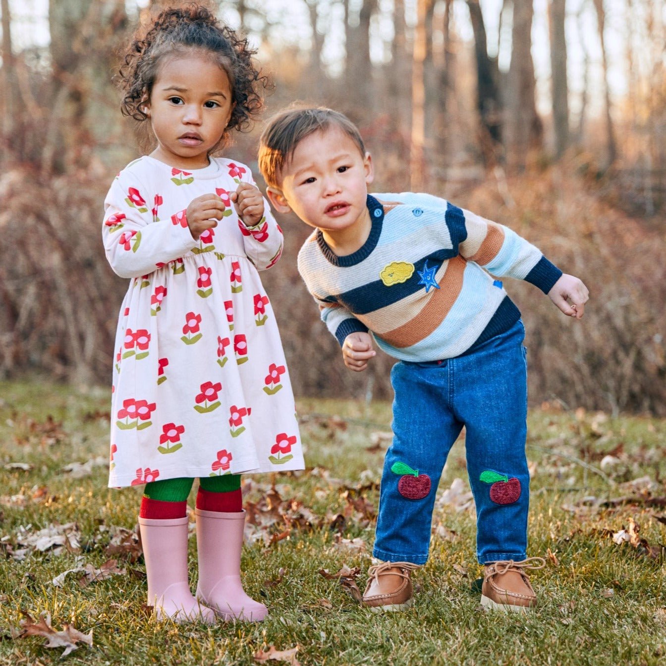 Recycled Denim Red Apple Patch Baby Pant