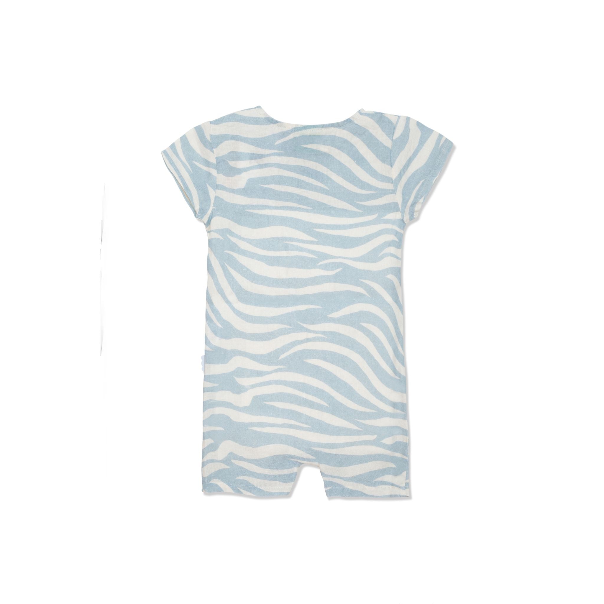 Linen Blue Zebra Baby Romper