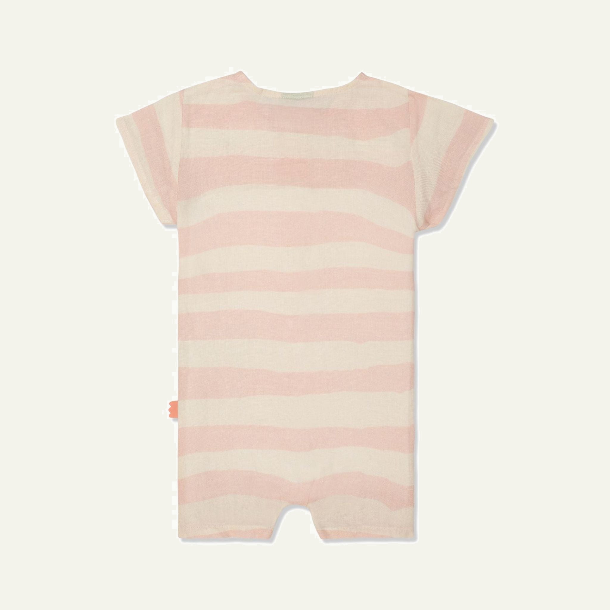 Linen Striped Misty Rose Baby Romper