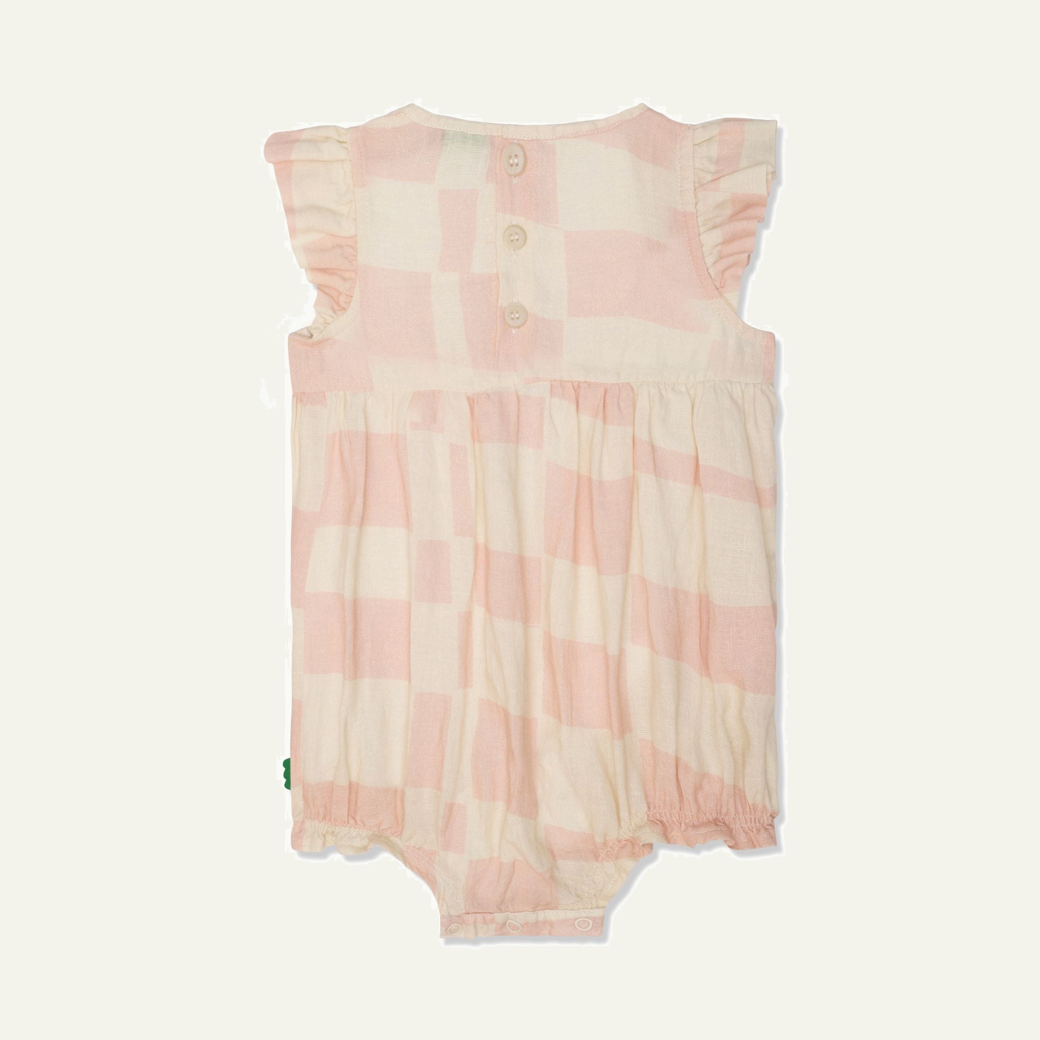 Checkered Linen Baby Girl Romper