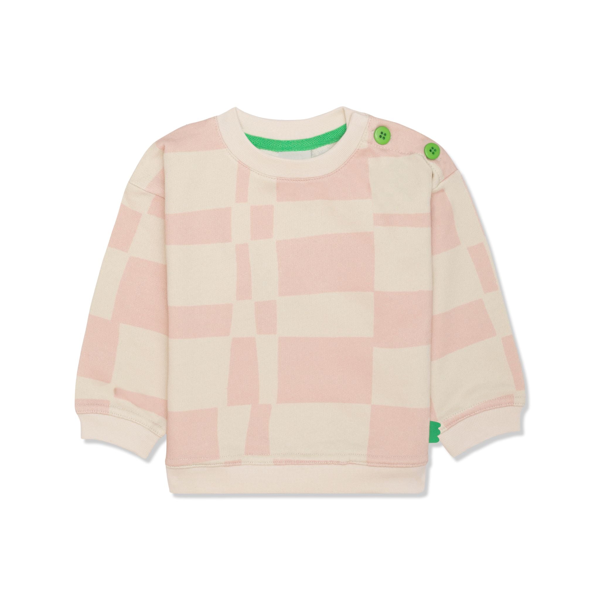 Recycled Cotton Pink Checkered Baby Sweatshirt