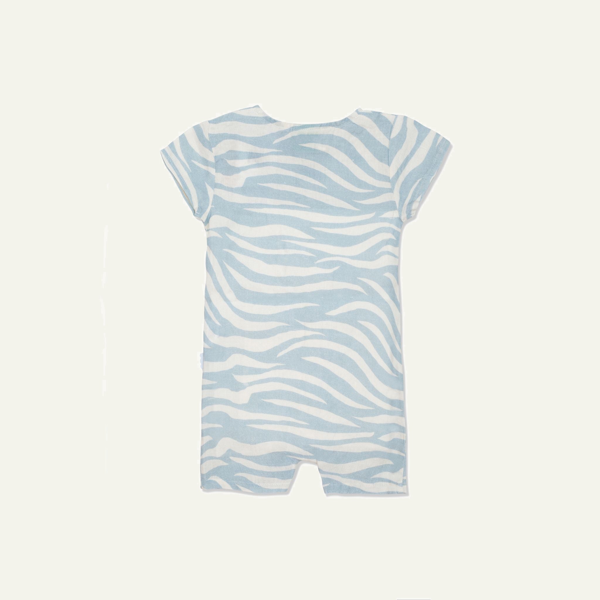 Linen Blue Zebra Baby Romper