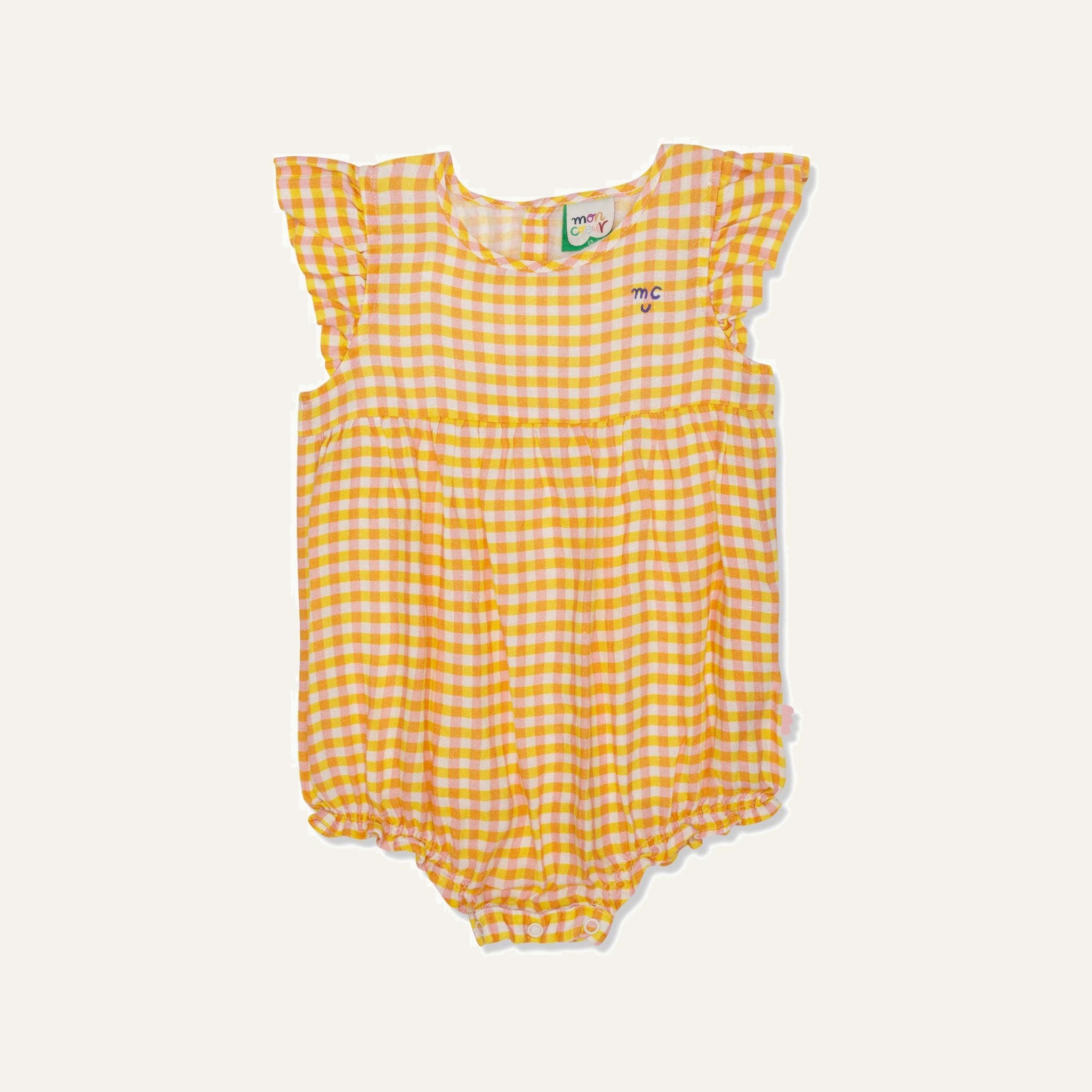 Gingham Linen Baby Girl Romper