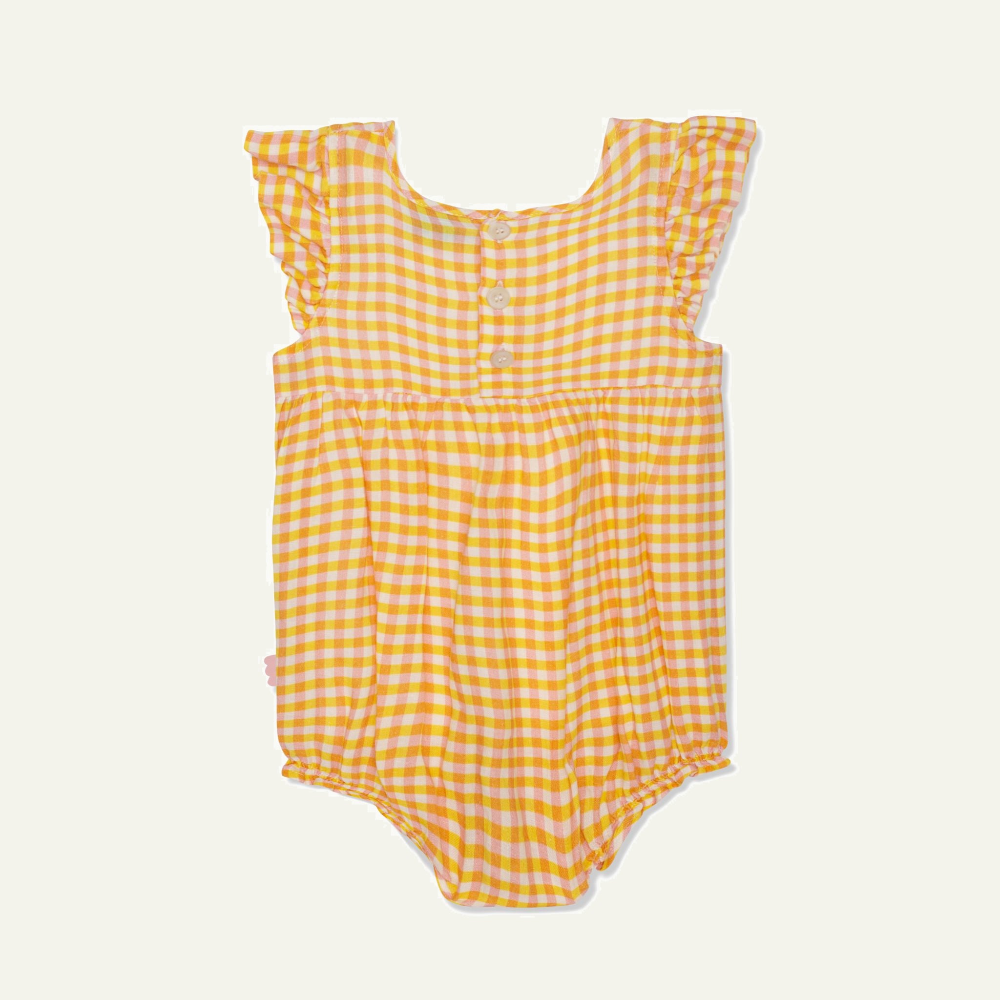 Gingham Linen Baby Girl Romper