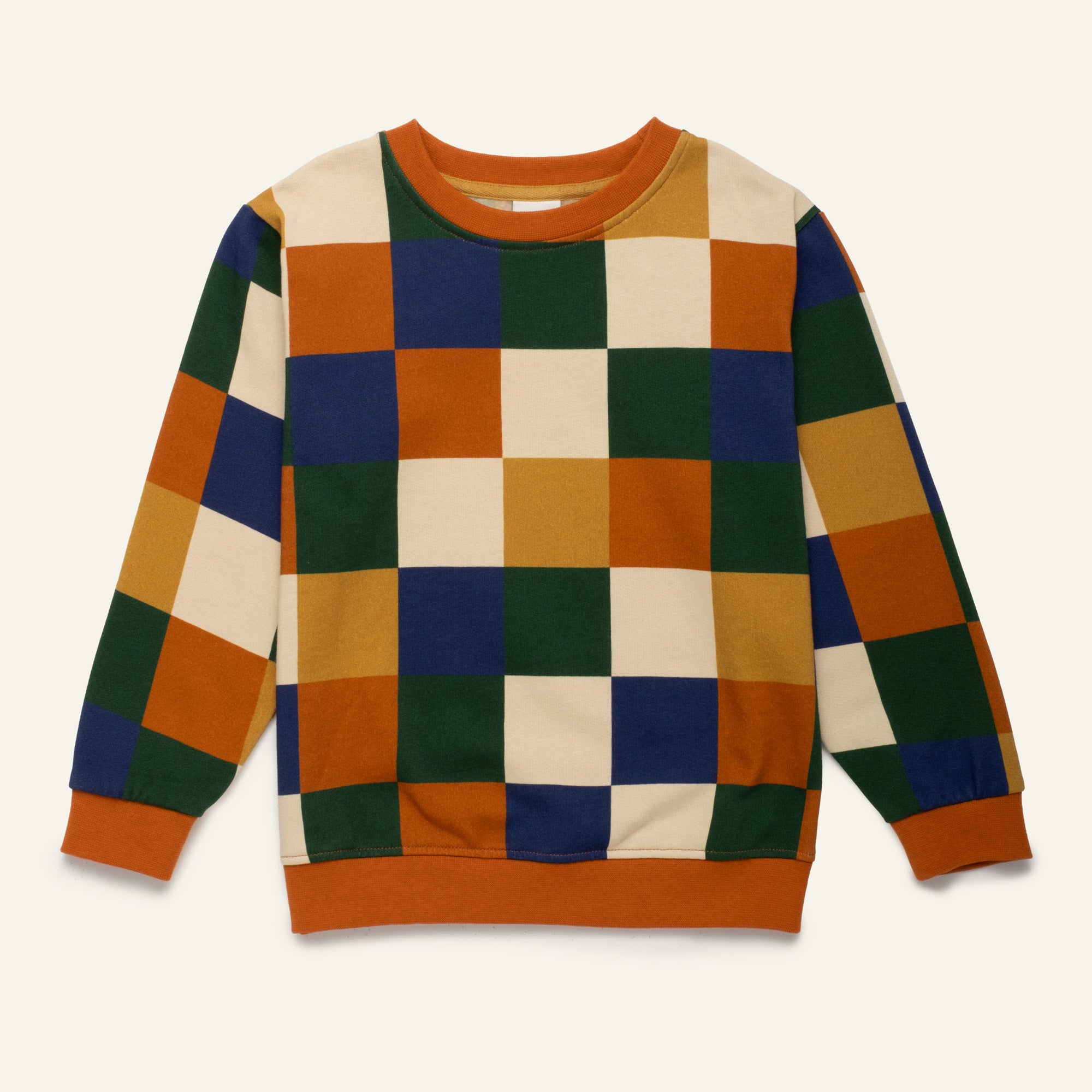 Kids Fall Checker Sweatshirt | Organic Cotton | Mon Coeur