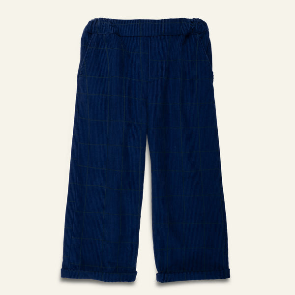 Navy Grid Corduroy