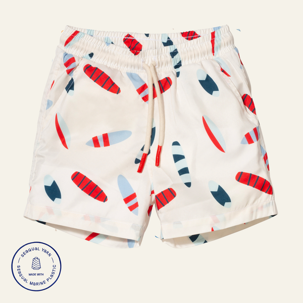 UPF 50+ Recycled Fishing Net Surfboards Kid Swim Trunk