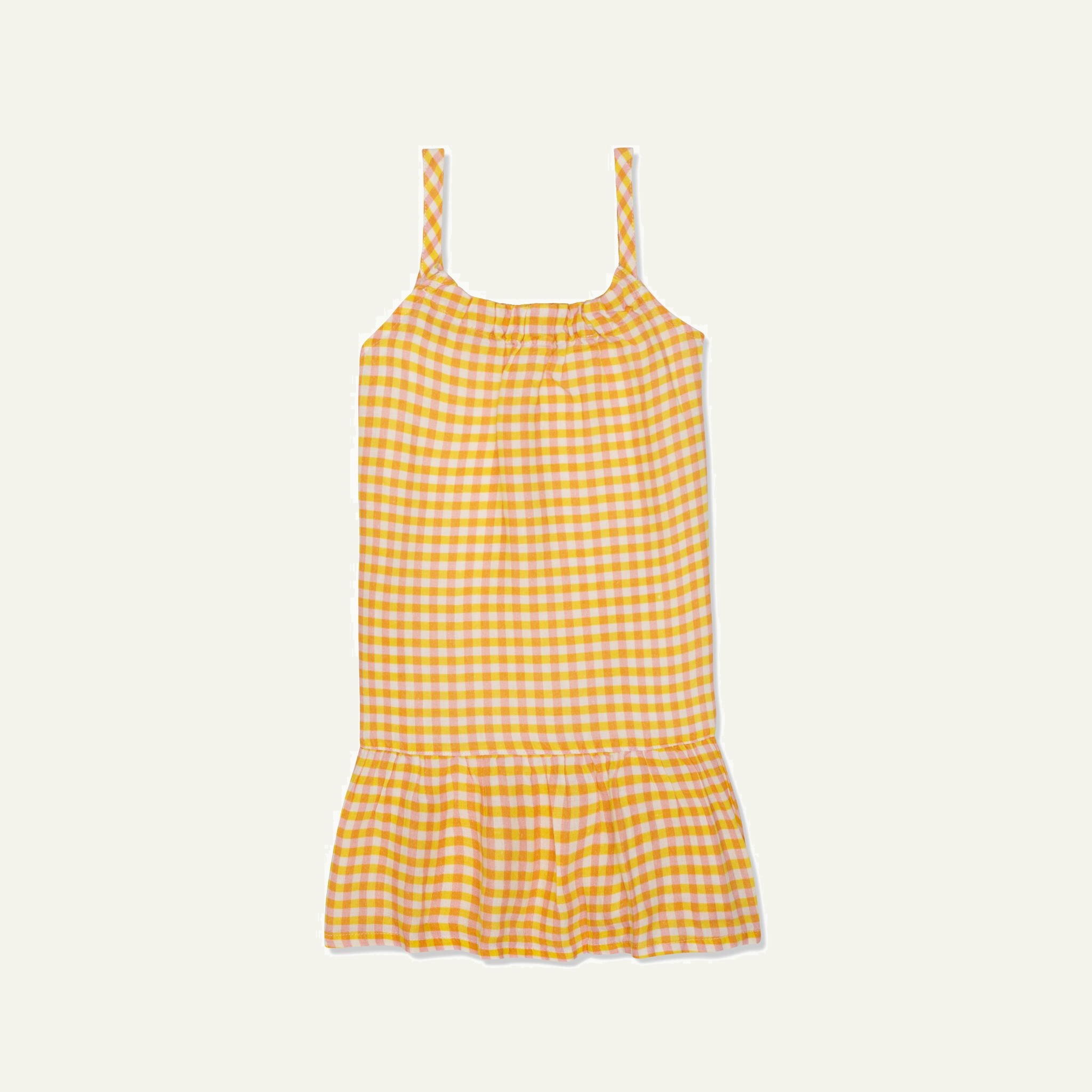 Yellow Gingham Linen Kid Dress