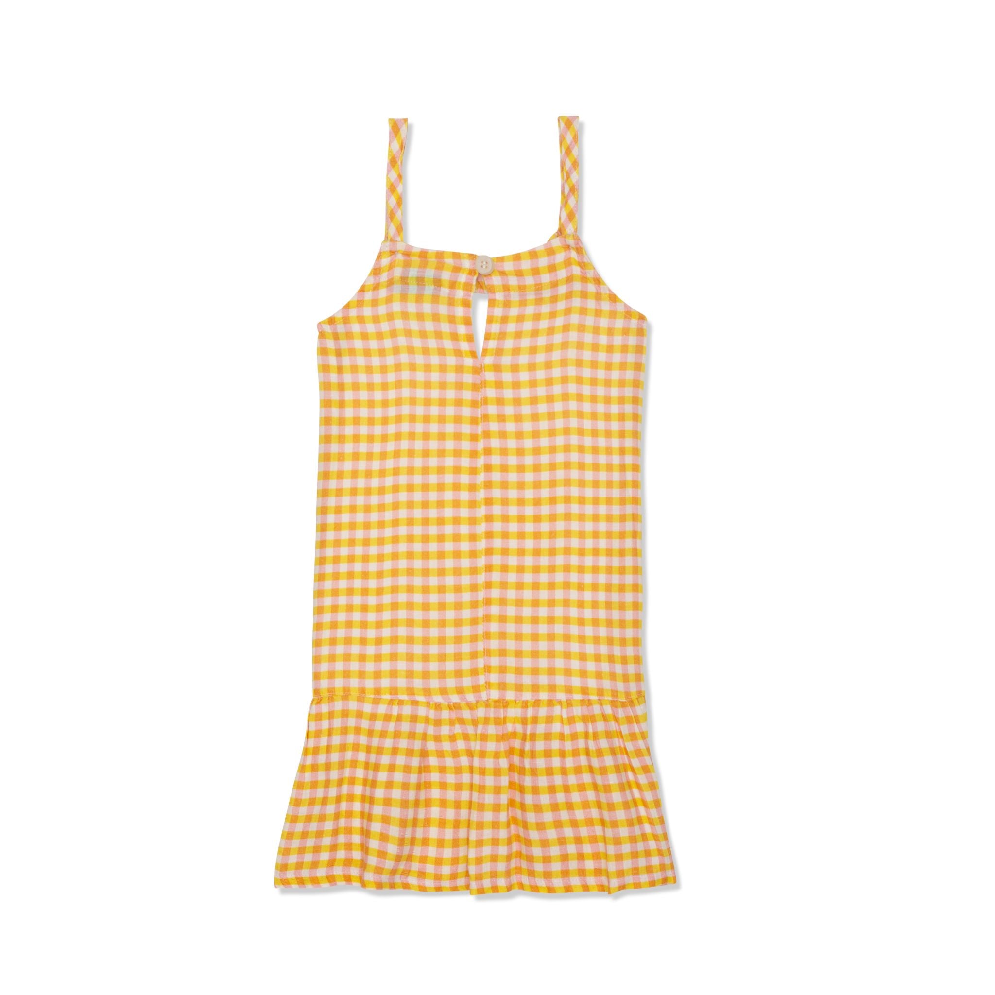Yellow Gingham Linen Kid Dress