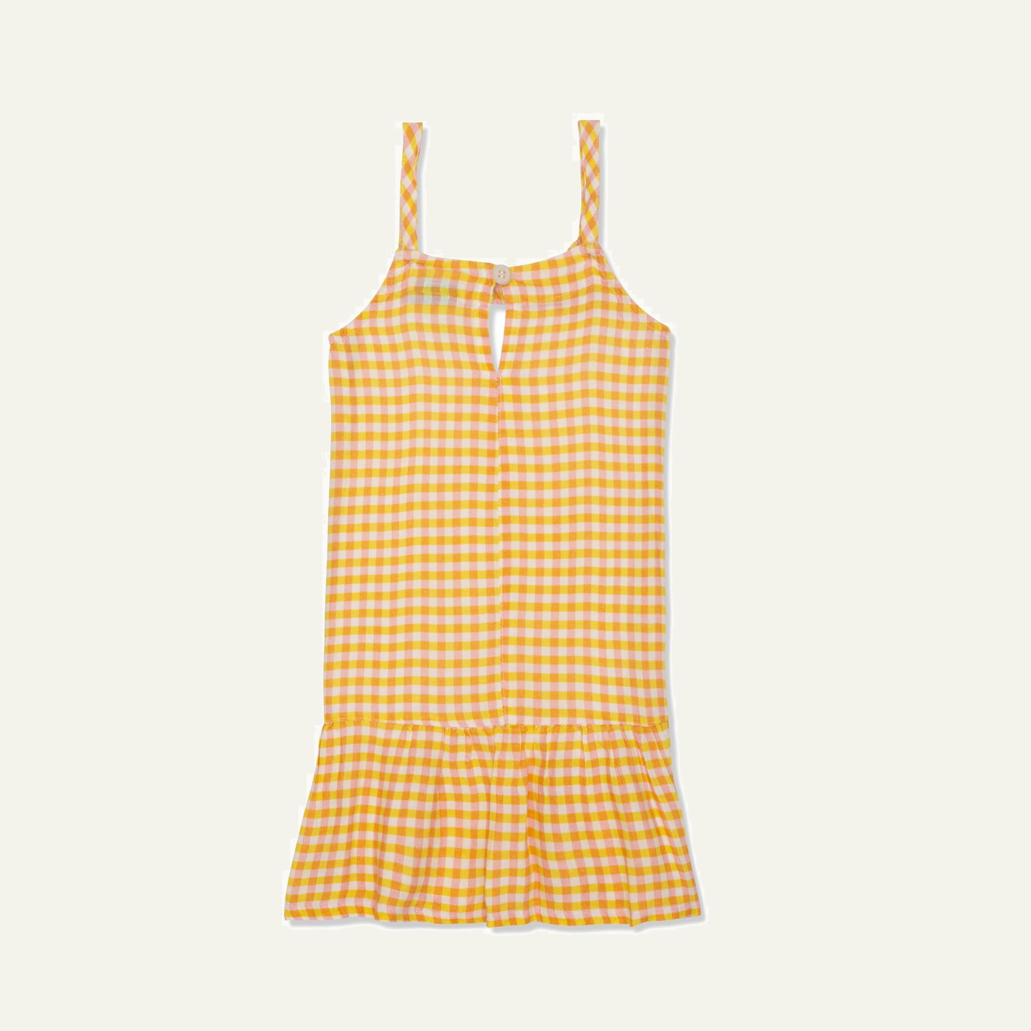 Yellow Gingham Linen Kid Dress