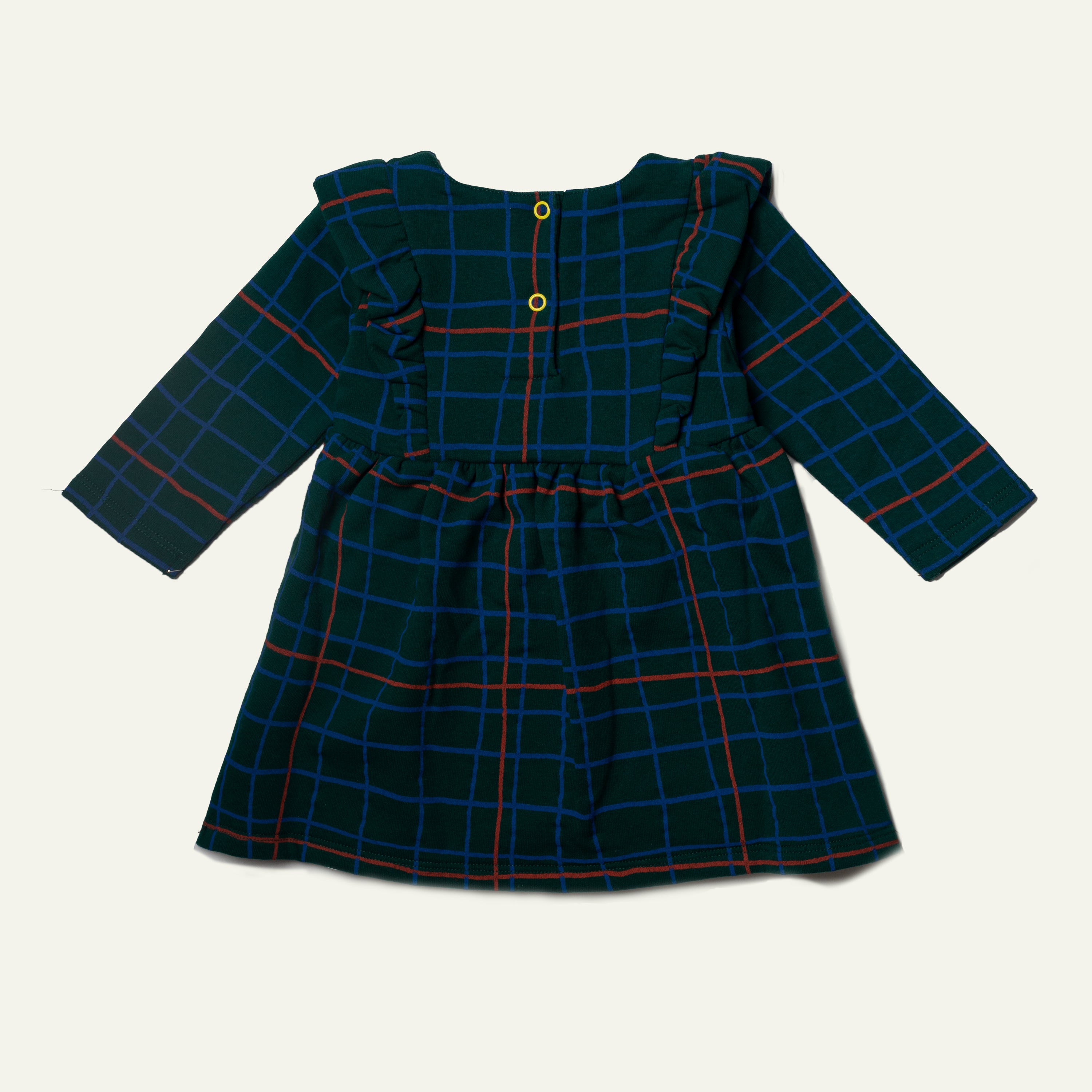 Recycled Cotton Grid Baby Ruffle Dress