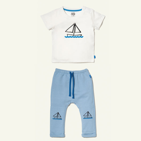 Recycled Cotton Sailboat Baby Set
