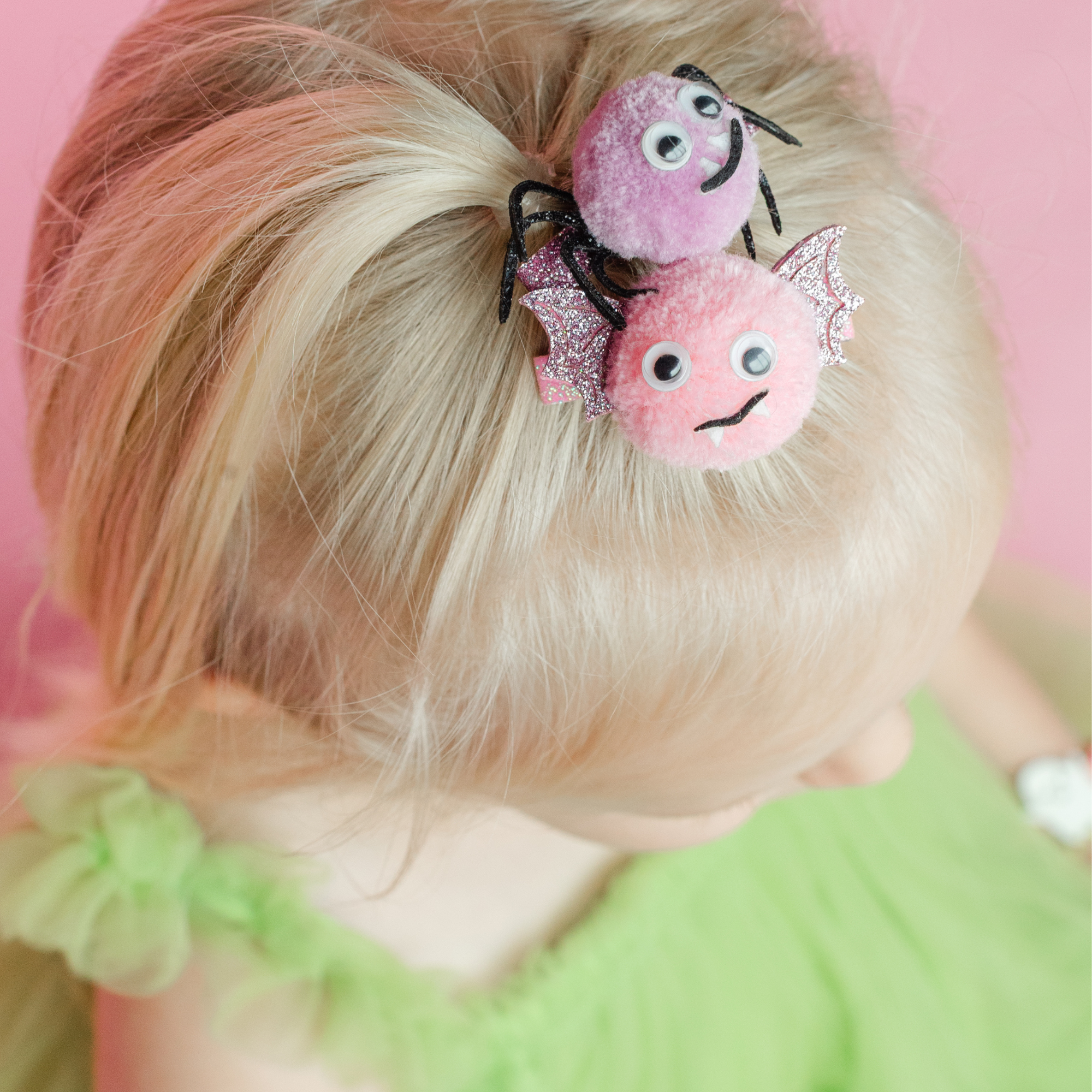 Monster Mash Fuzzy Bat + Spider Hair Clip Set