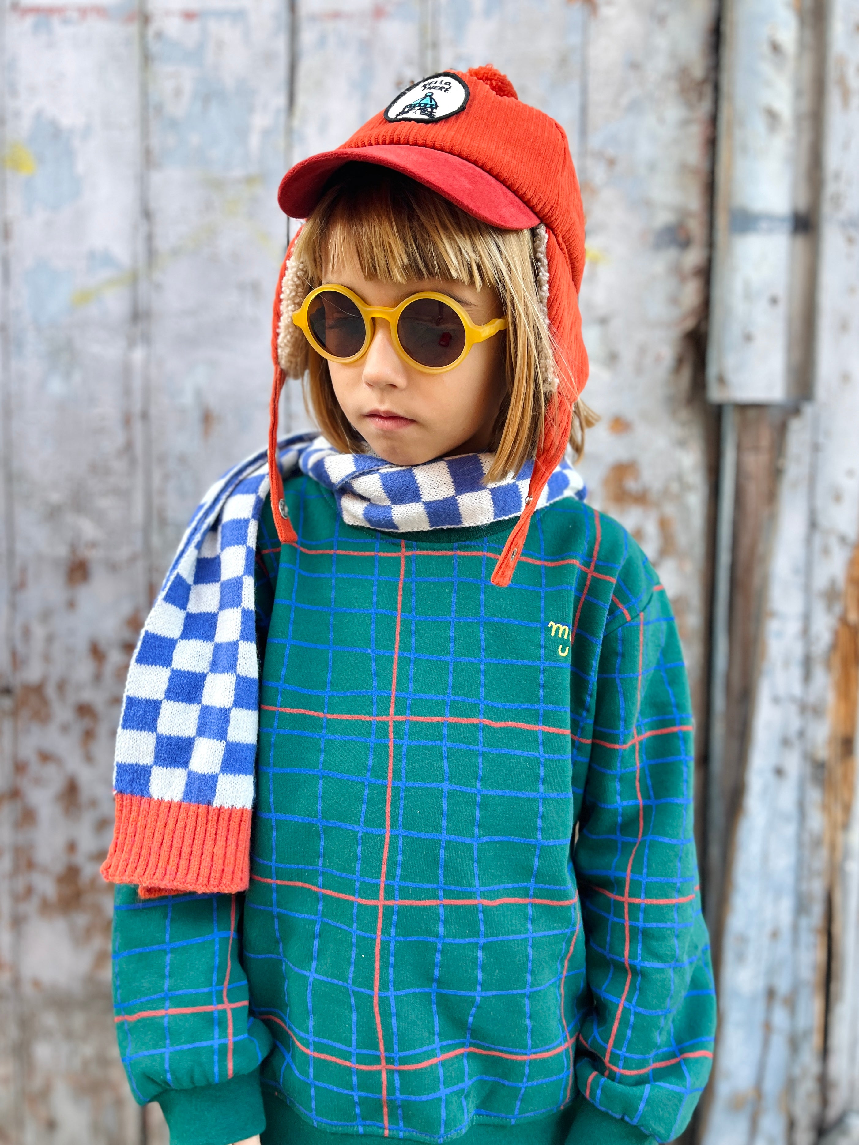 Recycled Cotton Grid Kid Sweatshirt