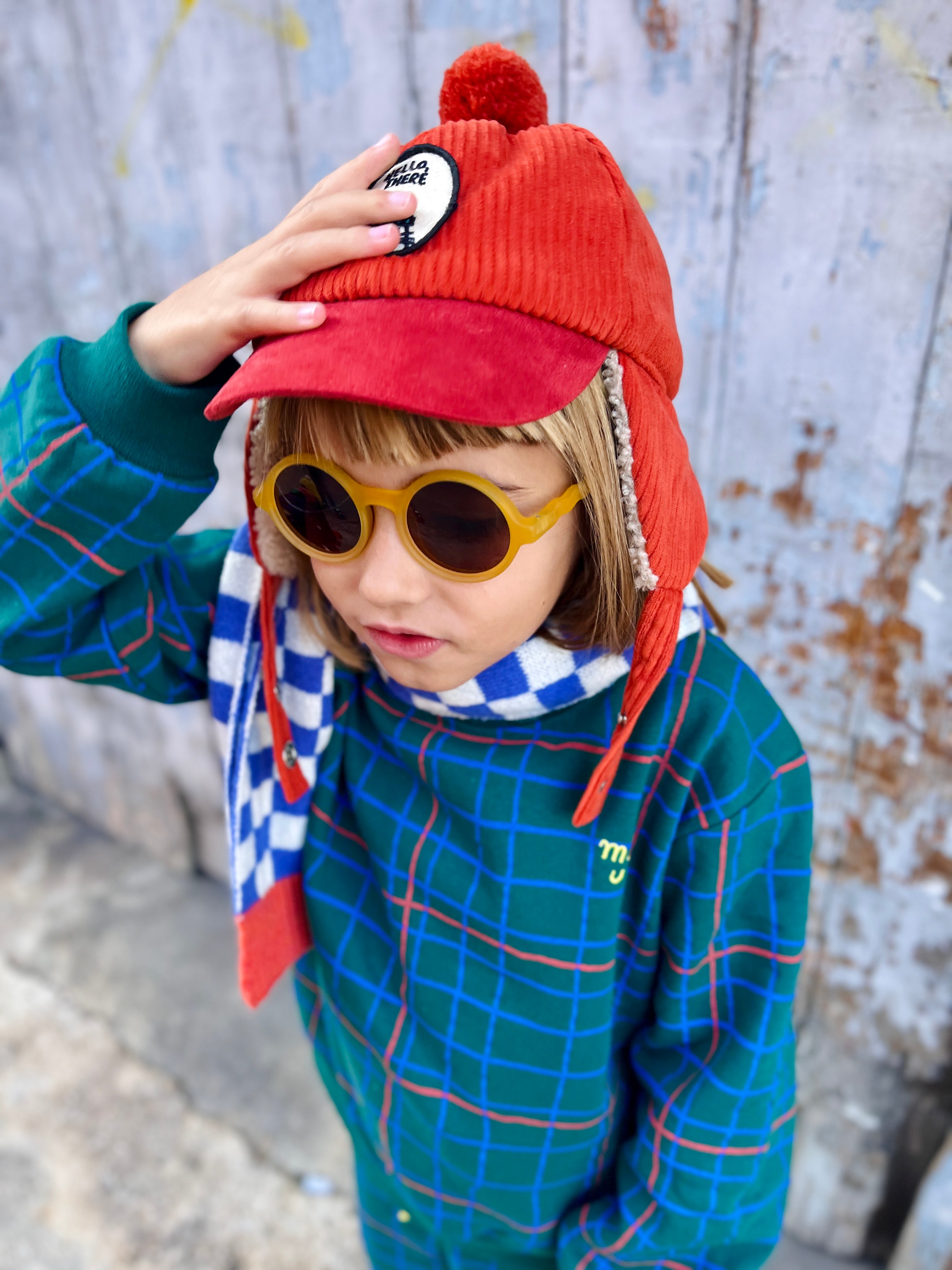 Recycled Cotton Grid Kid Sweatshirt