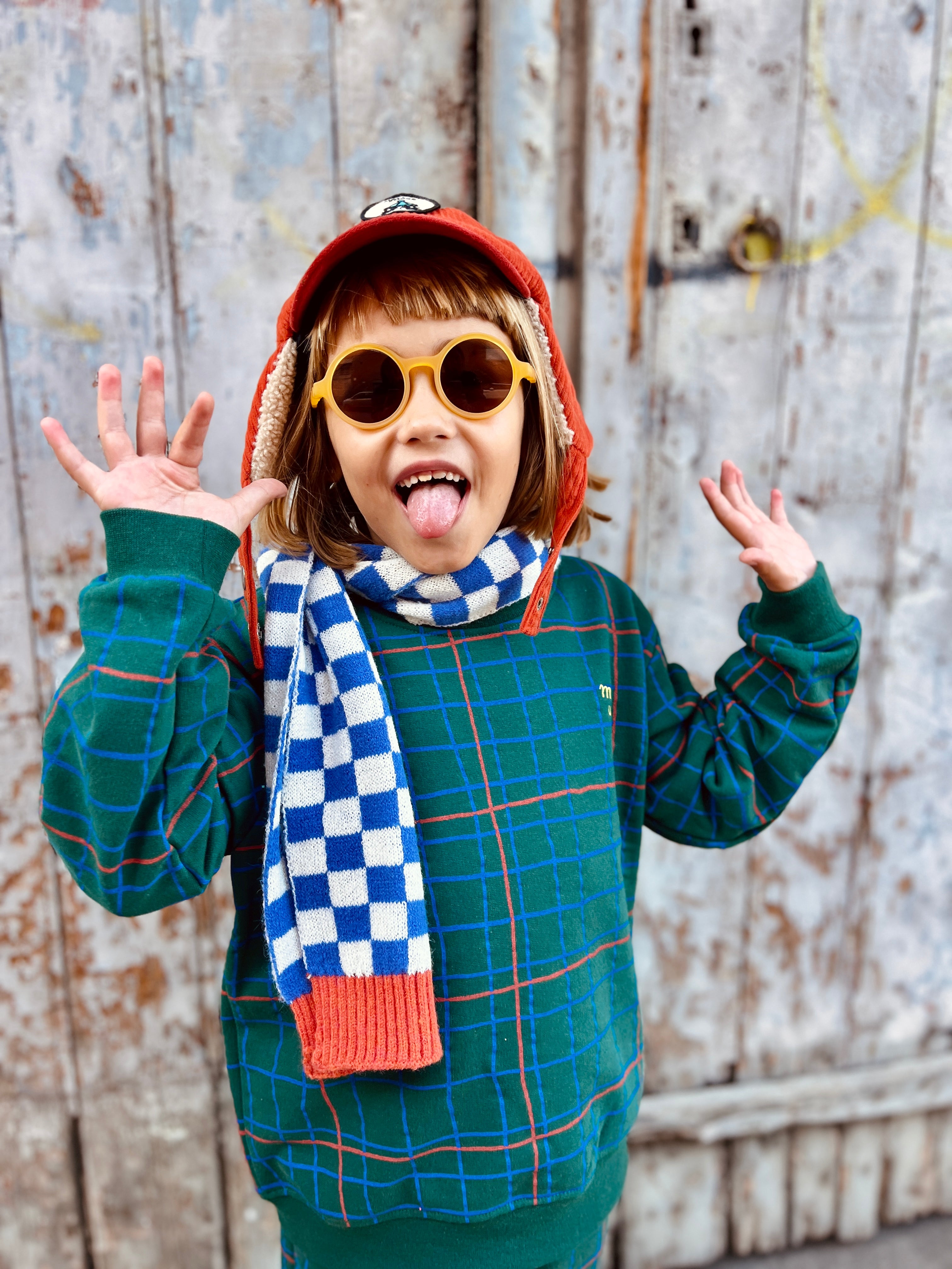 Recycled Cotton Grid Kid Sweatshirt