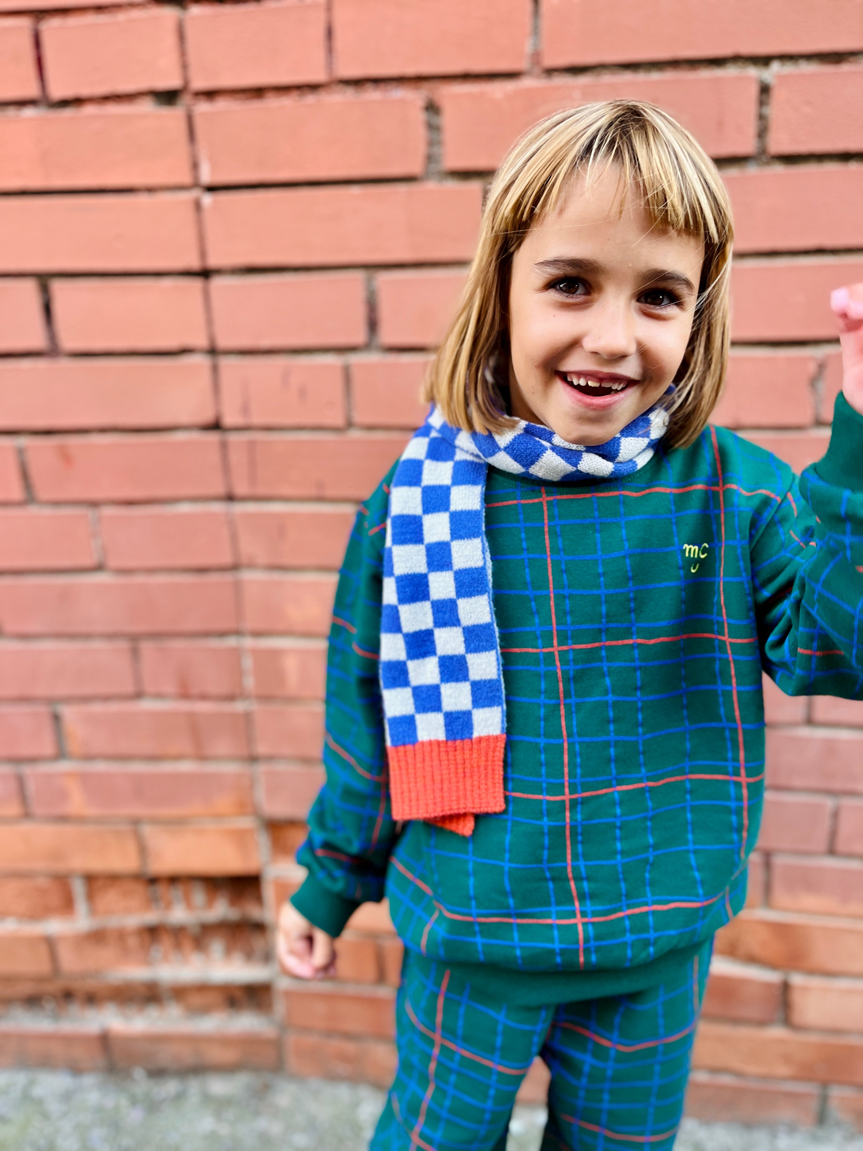 Recycled Cotton Grid Kid Sweatshirt