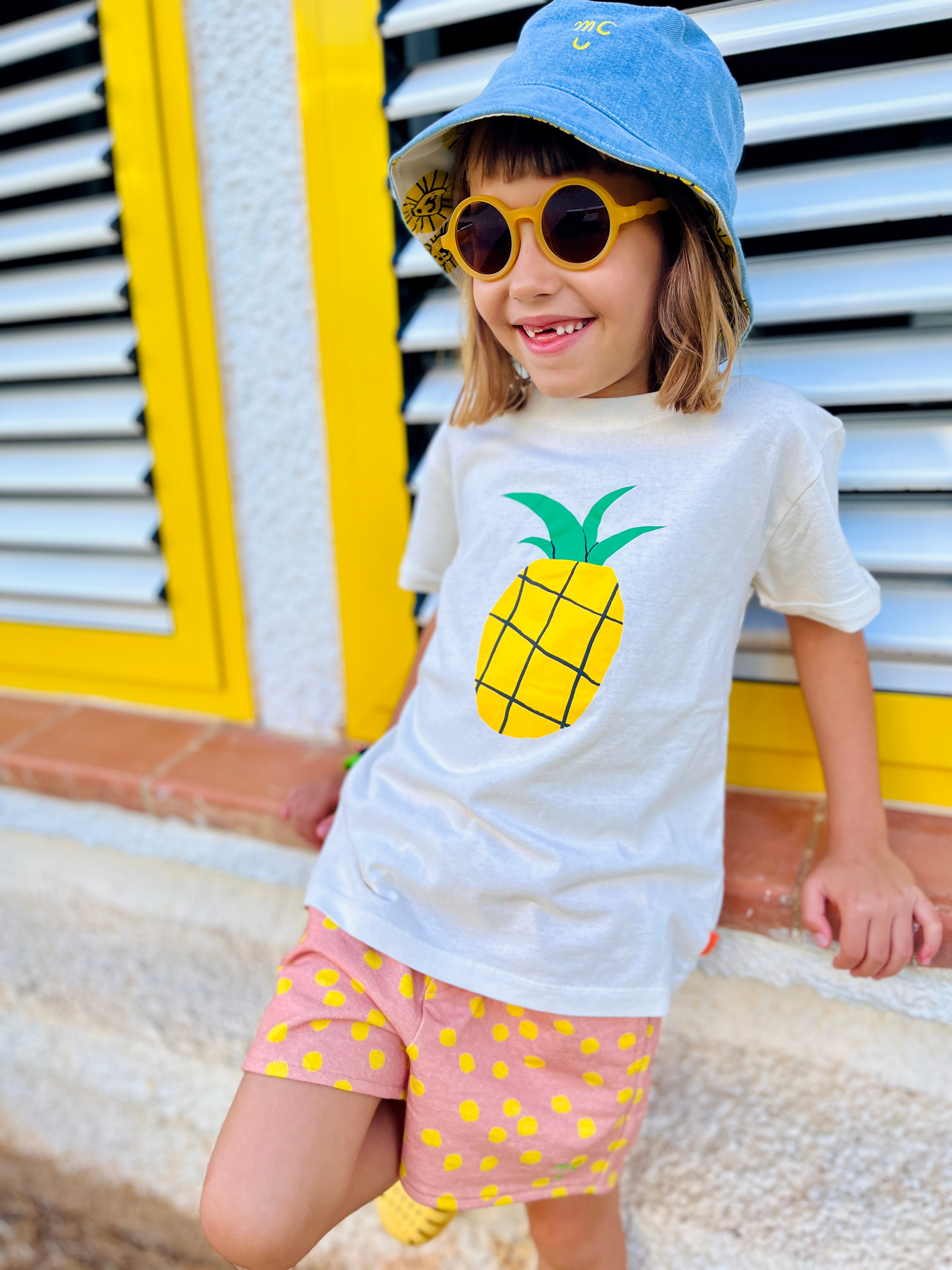 Recycled Cotton Pink Dotted Cropped Girl Shorts