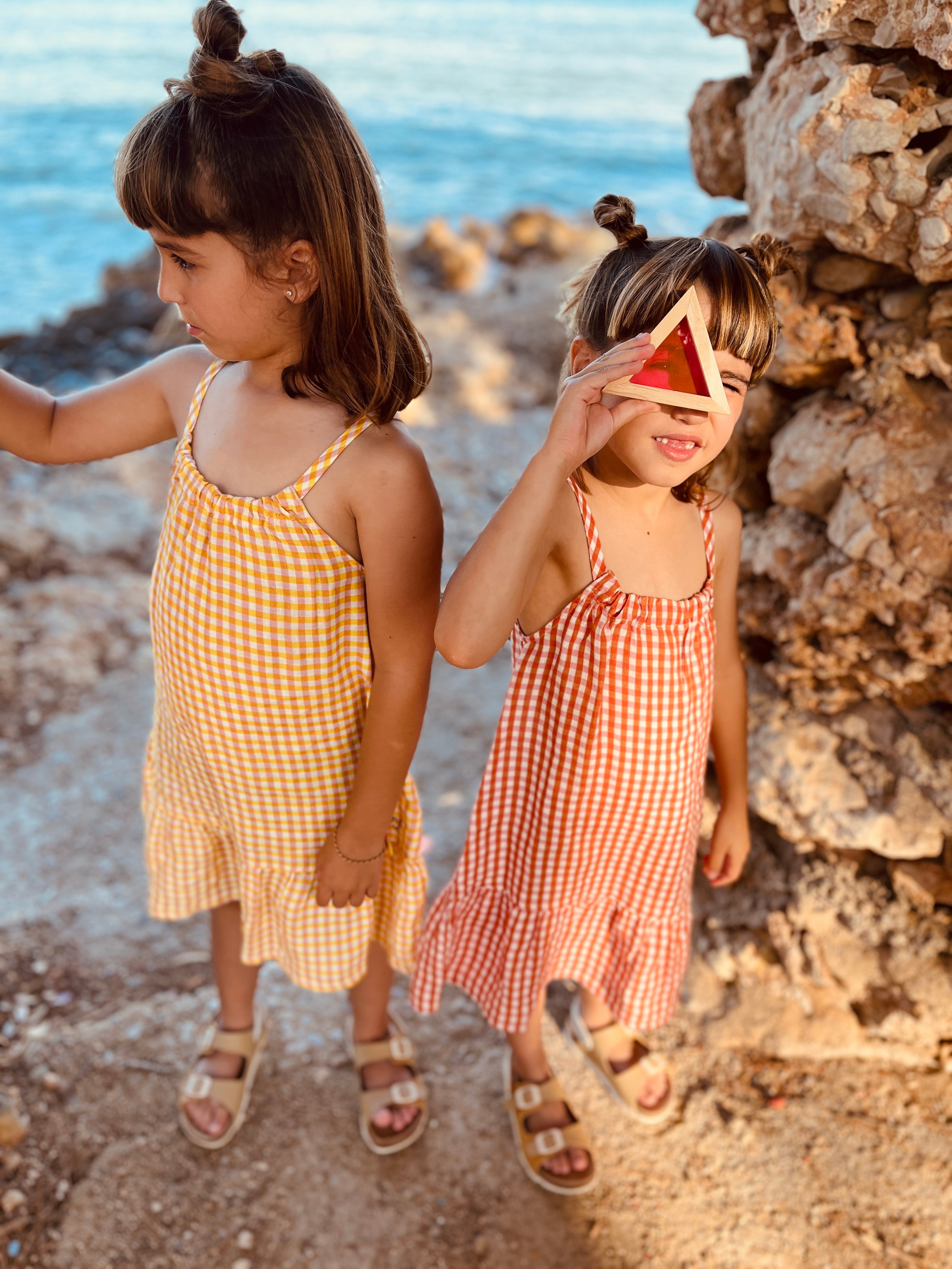 Yellow Gingham Linen Kid Dress