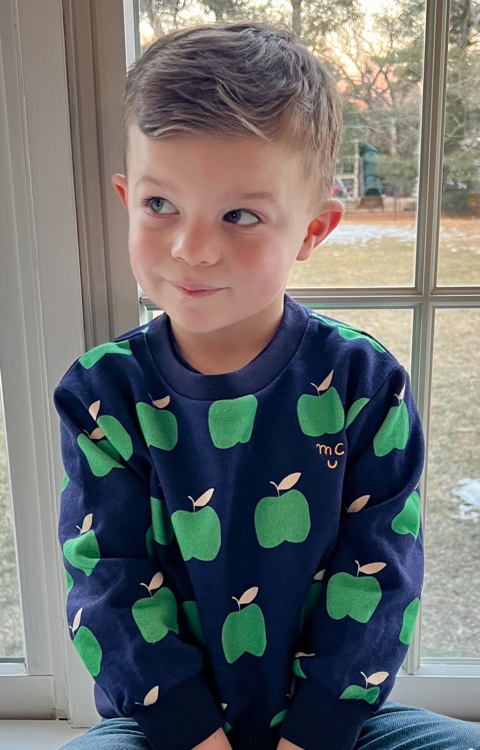 Recycled Cotton Green Apple Kid Sweatshirt