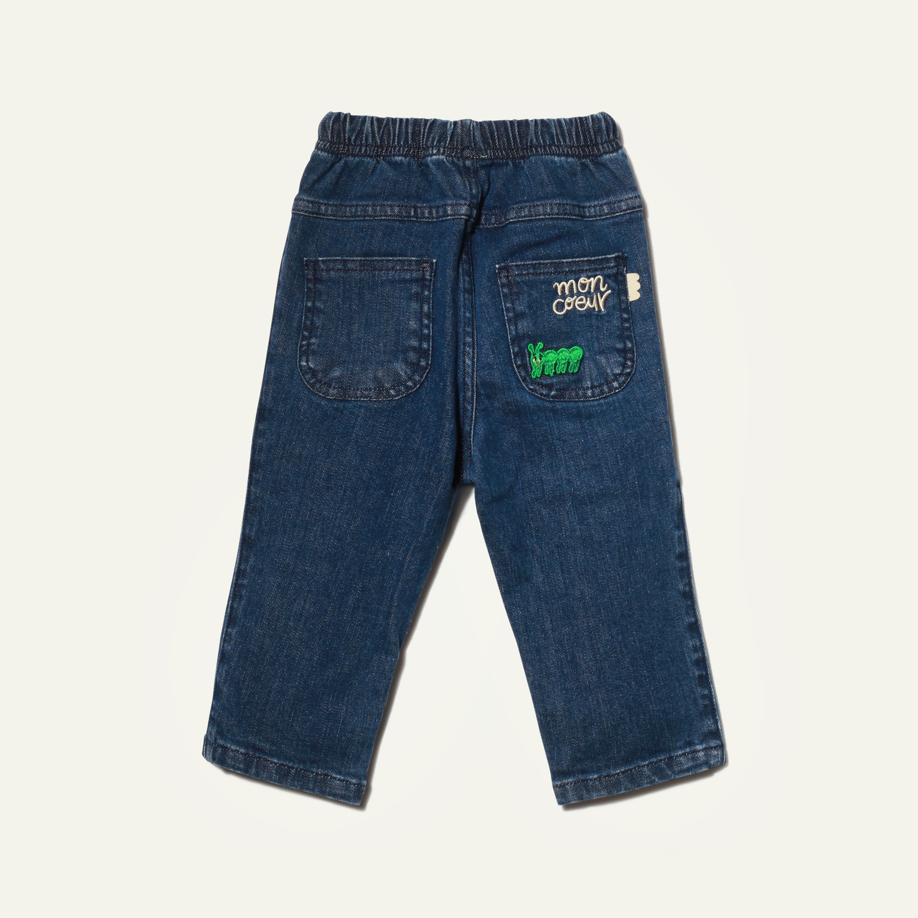 Recycled Denim Green Apple Patch Baby Pant