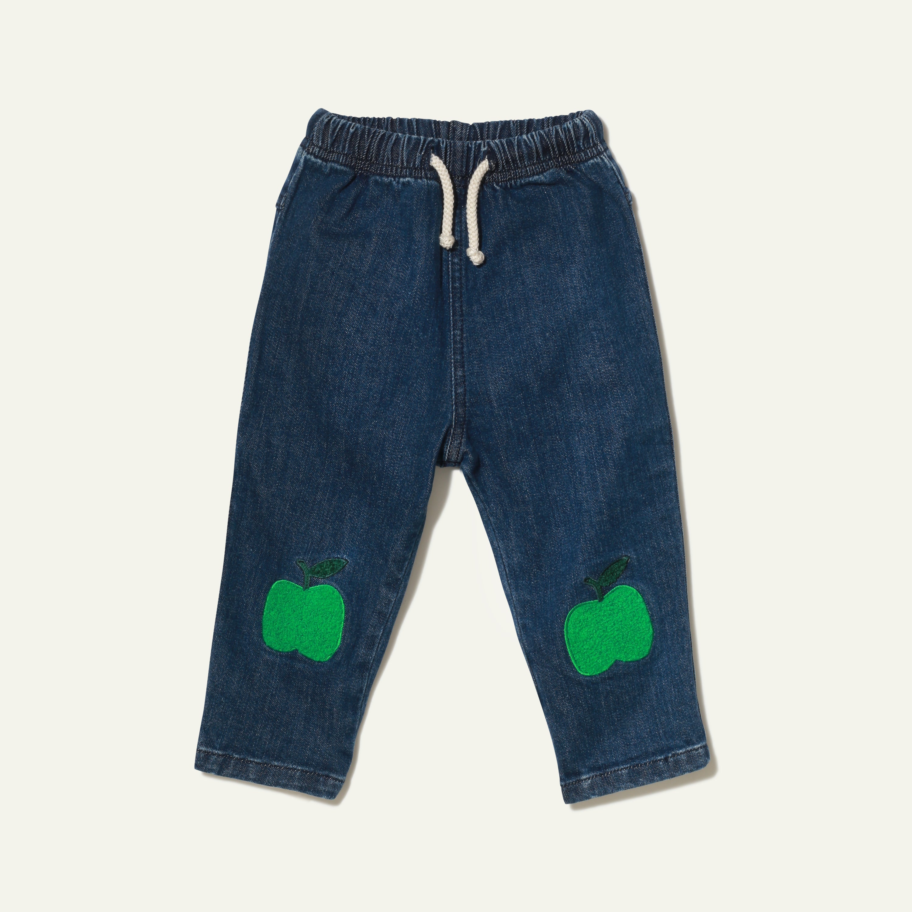 Recycled Denim Green Apple Patch Baby Pant