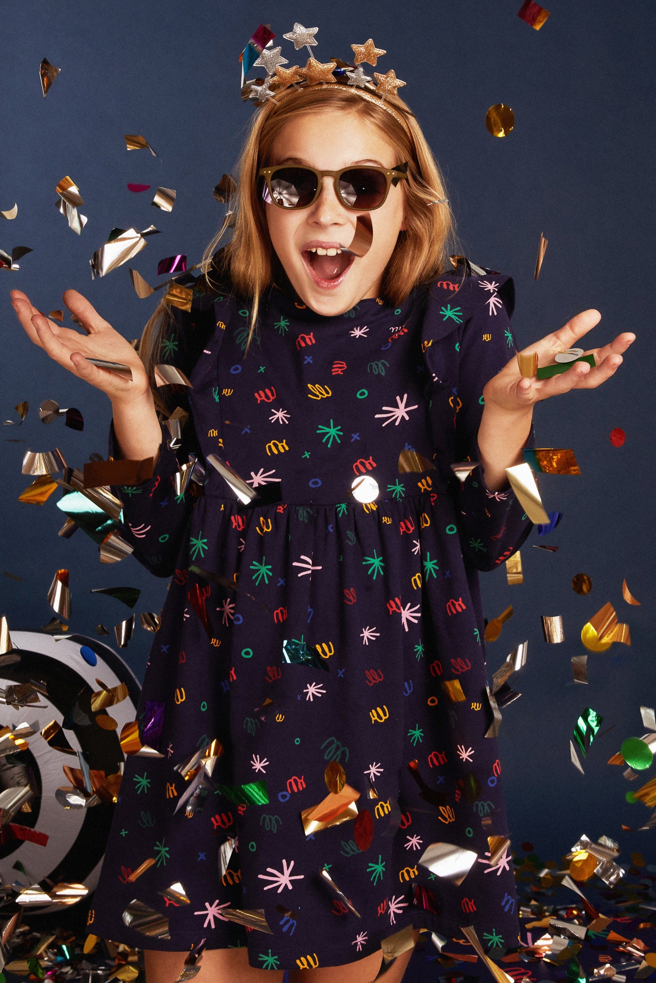 Recycled Cotton Confetti Kid Ruffle Dress