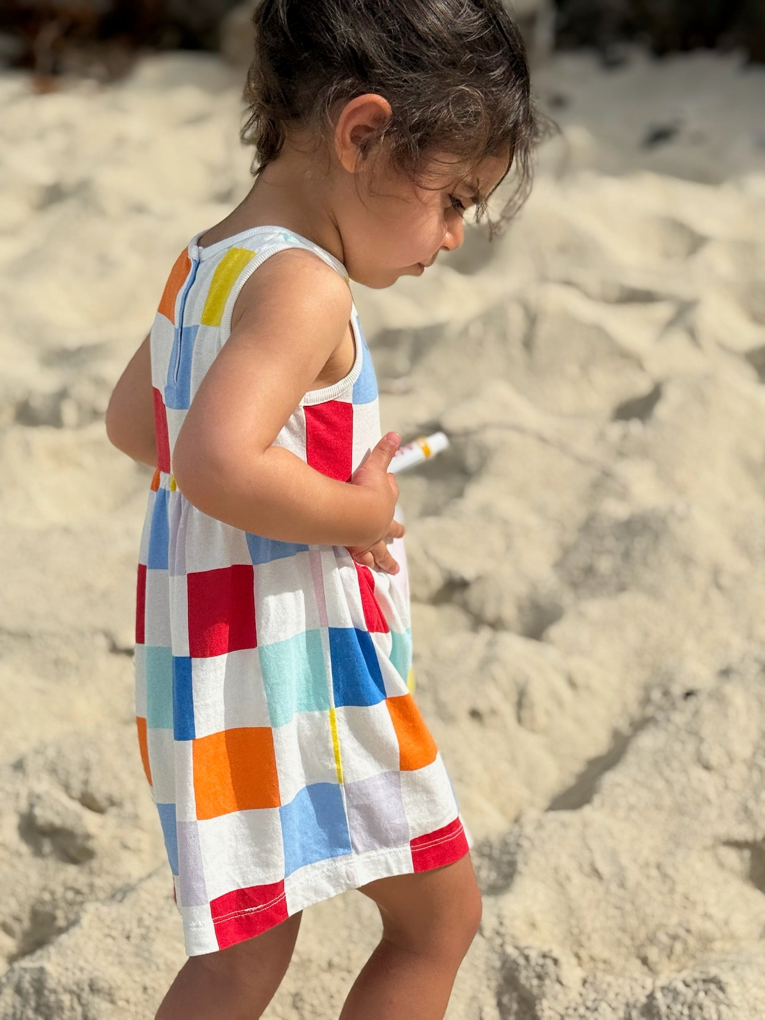 Recycled Cotton Checkered Baby Tank Dress