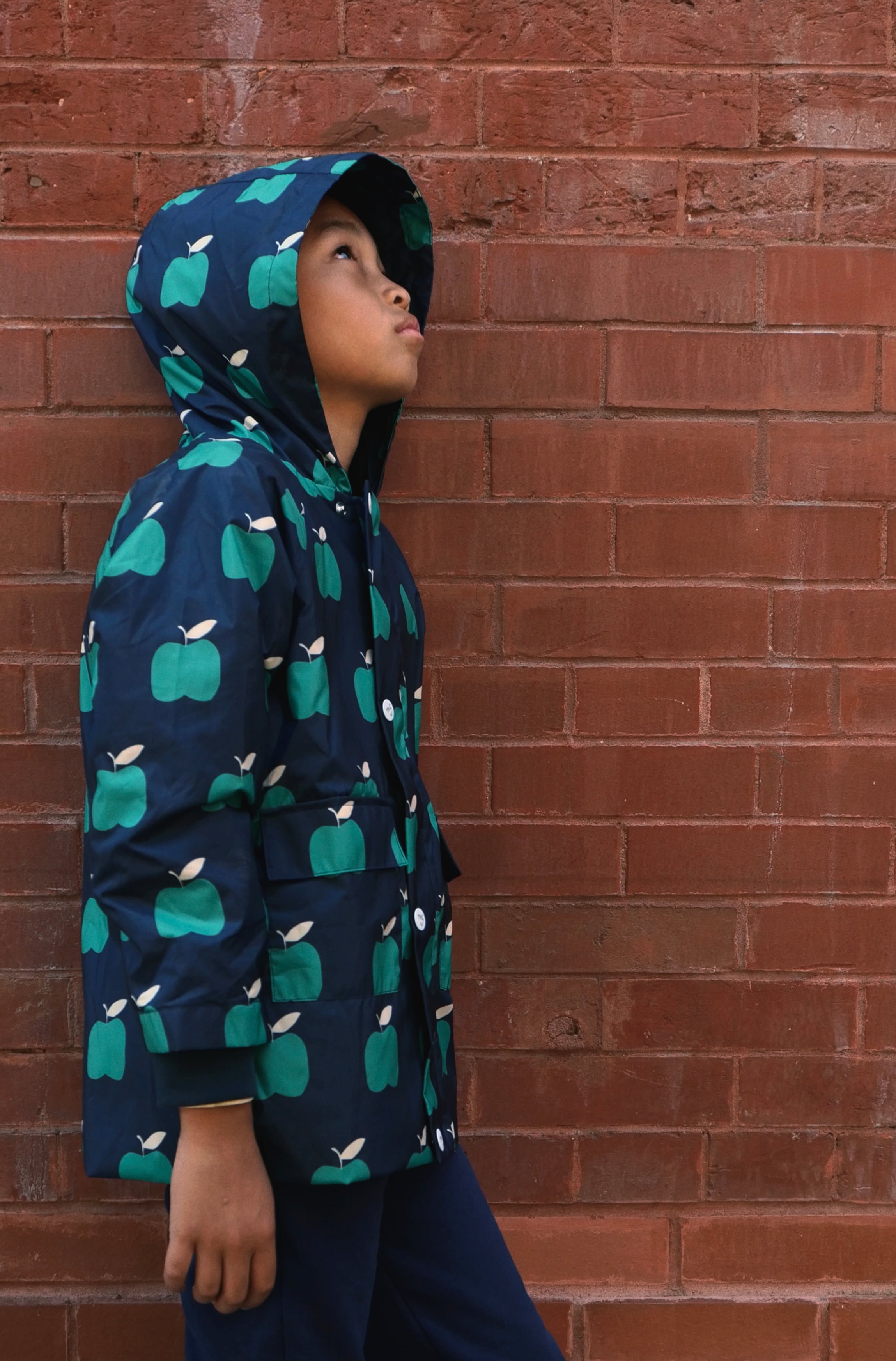 Recycled Fabric Apple Baby Raincoat